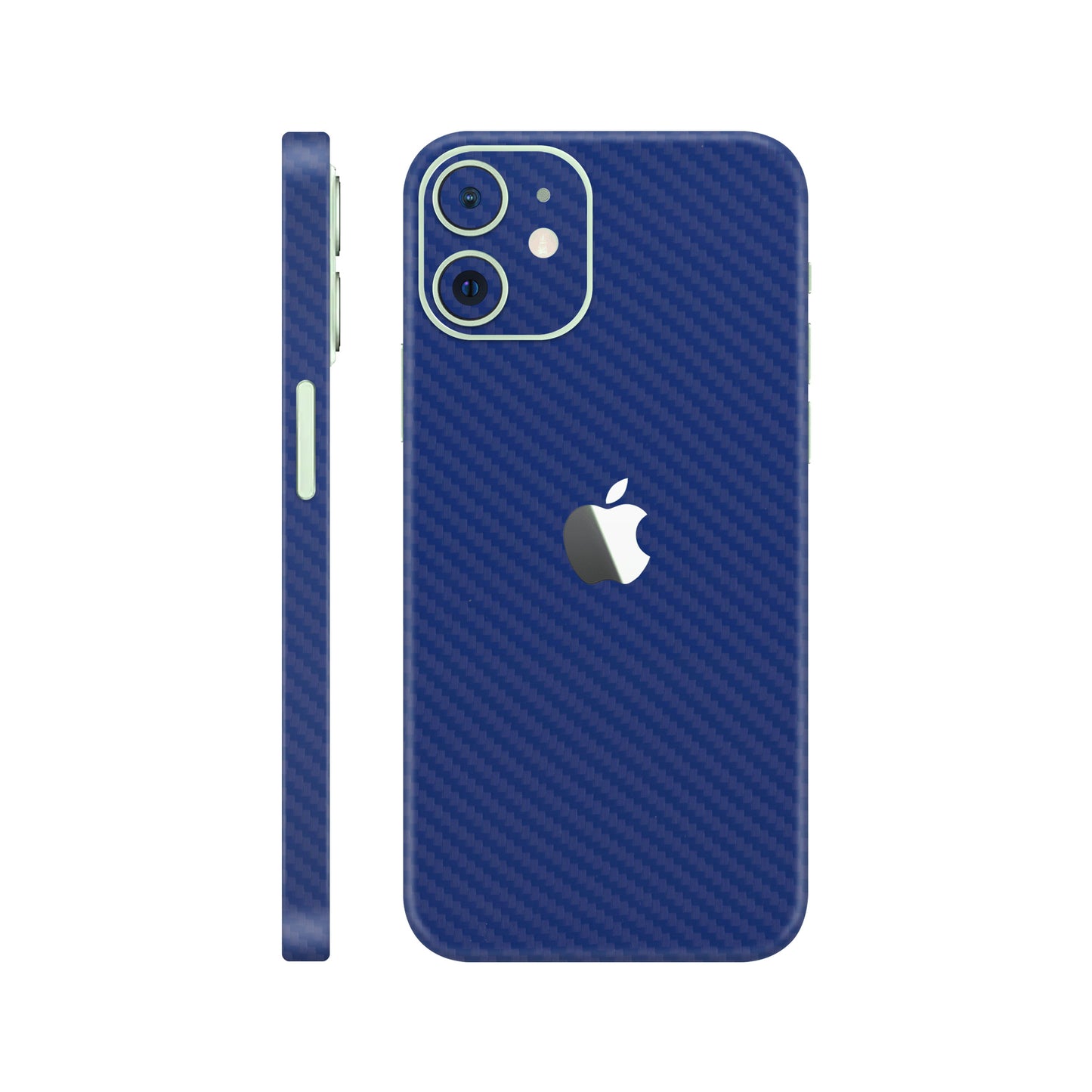 Folie de protectie iPhone 12, eSkins Elegans, Skin Carbon Albastru