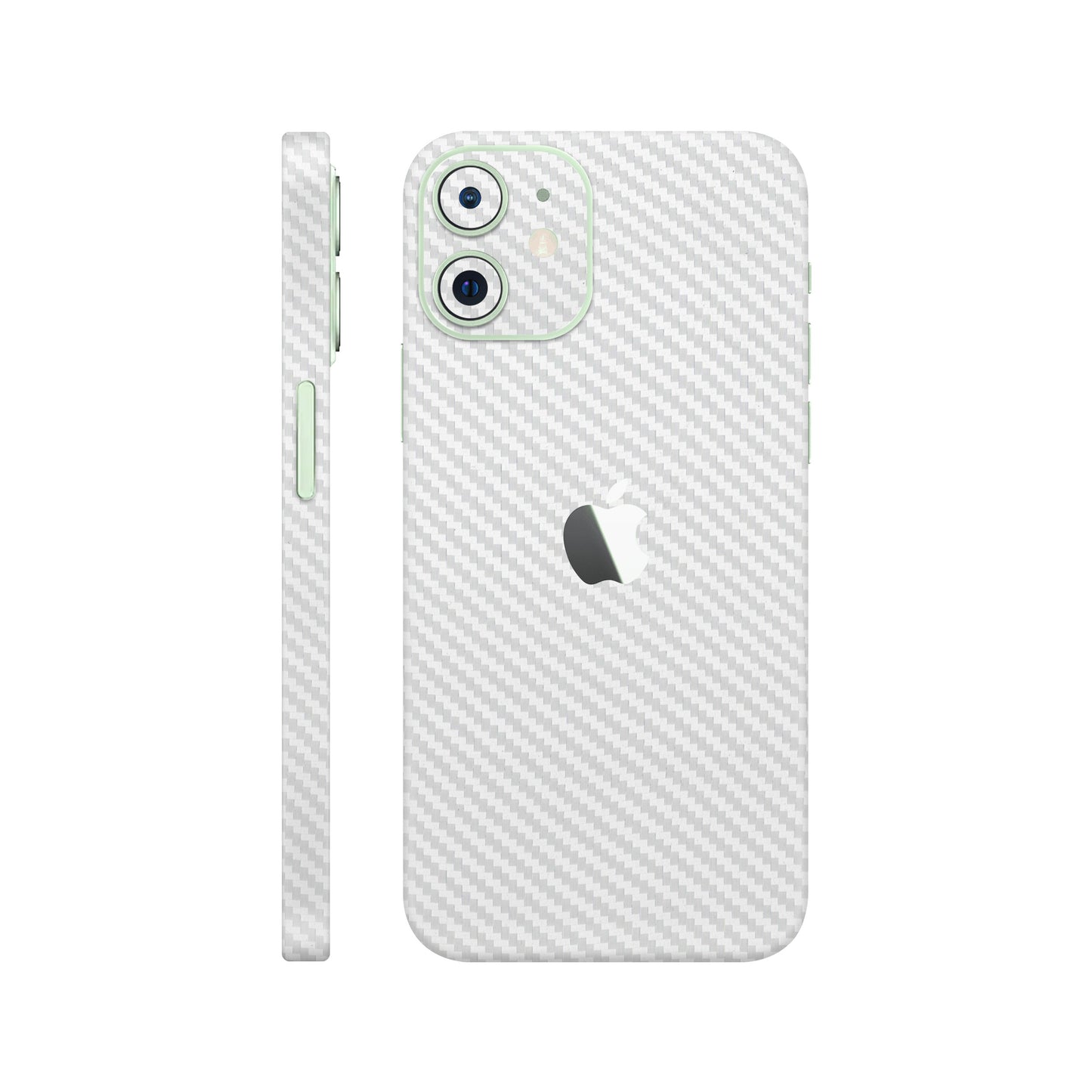 Folie de protectie iPhone 12, eSkins Elegans, Skin Carbon Alb