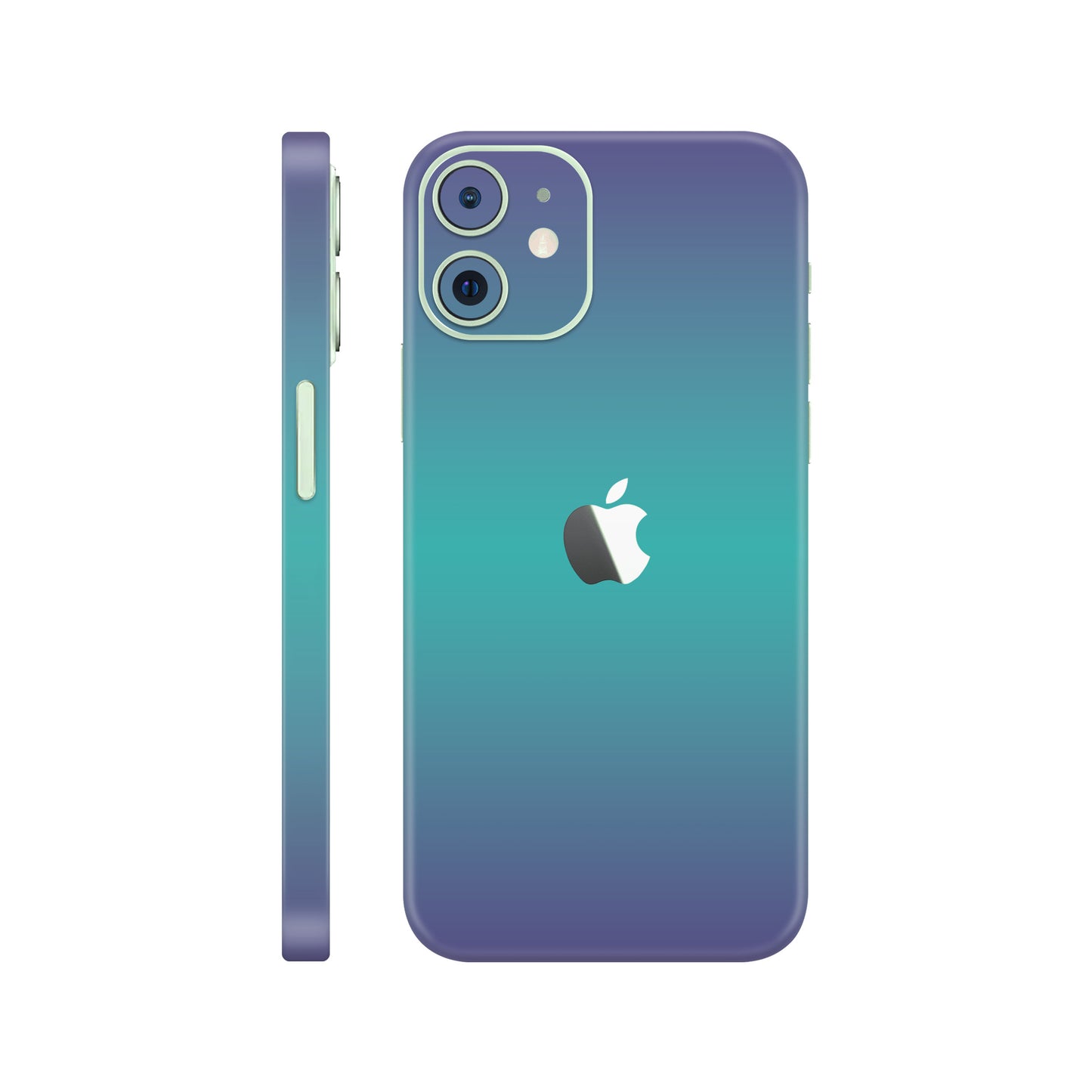 Folie de protectie iPhone 12, eSkins Unique, Skin Cameleon Turcoaz-Lavanda