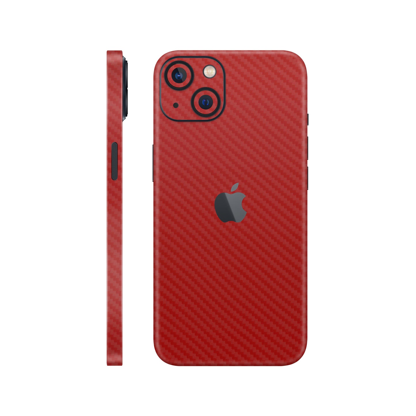 Folie de protectie iPhone 13, eSkins Elegans, Skin Carbon Rosu