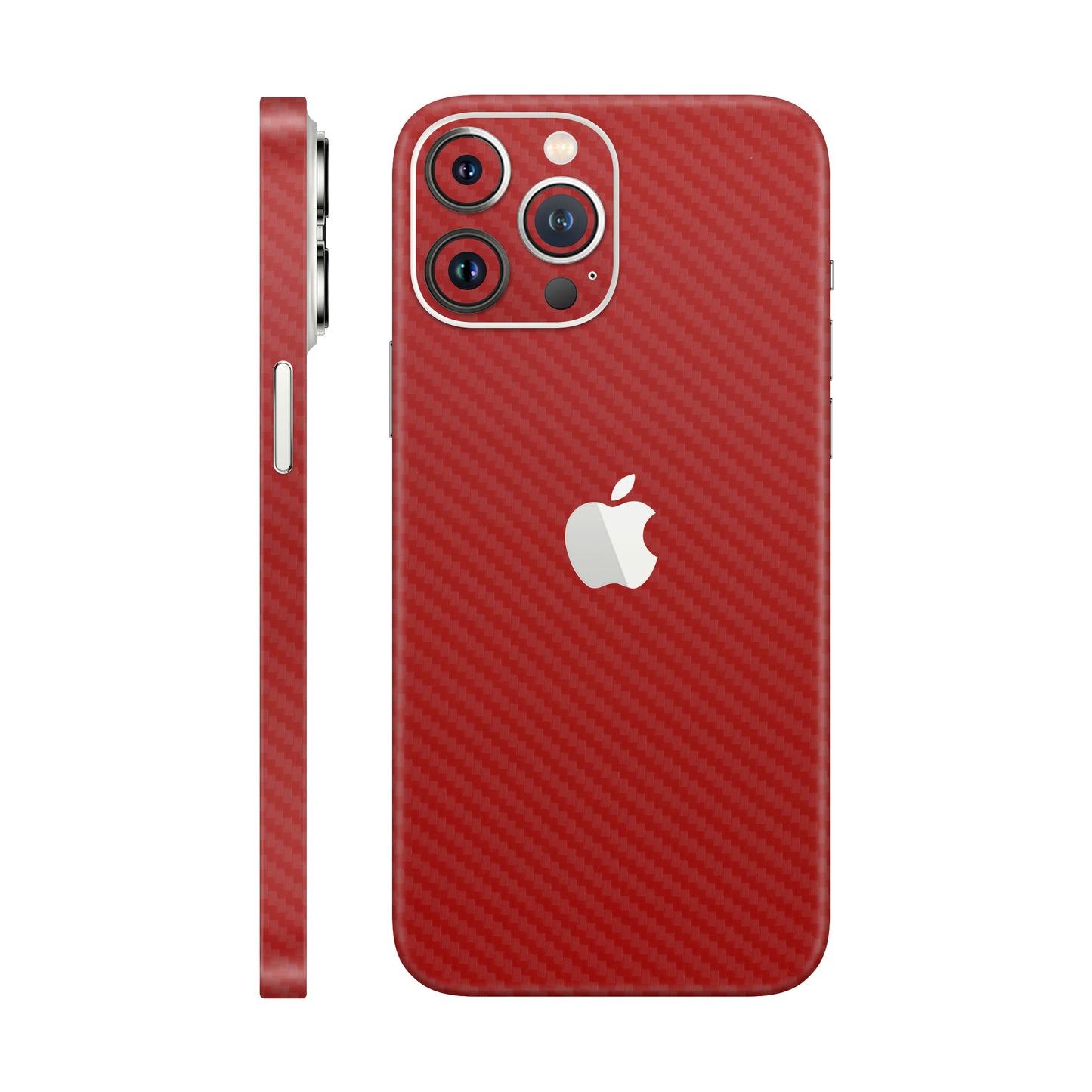 Folie de protectie iPhone 13 Pro Max, eSkins Elegans, Skin Carbon Rosu