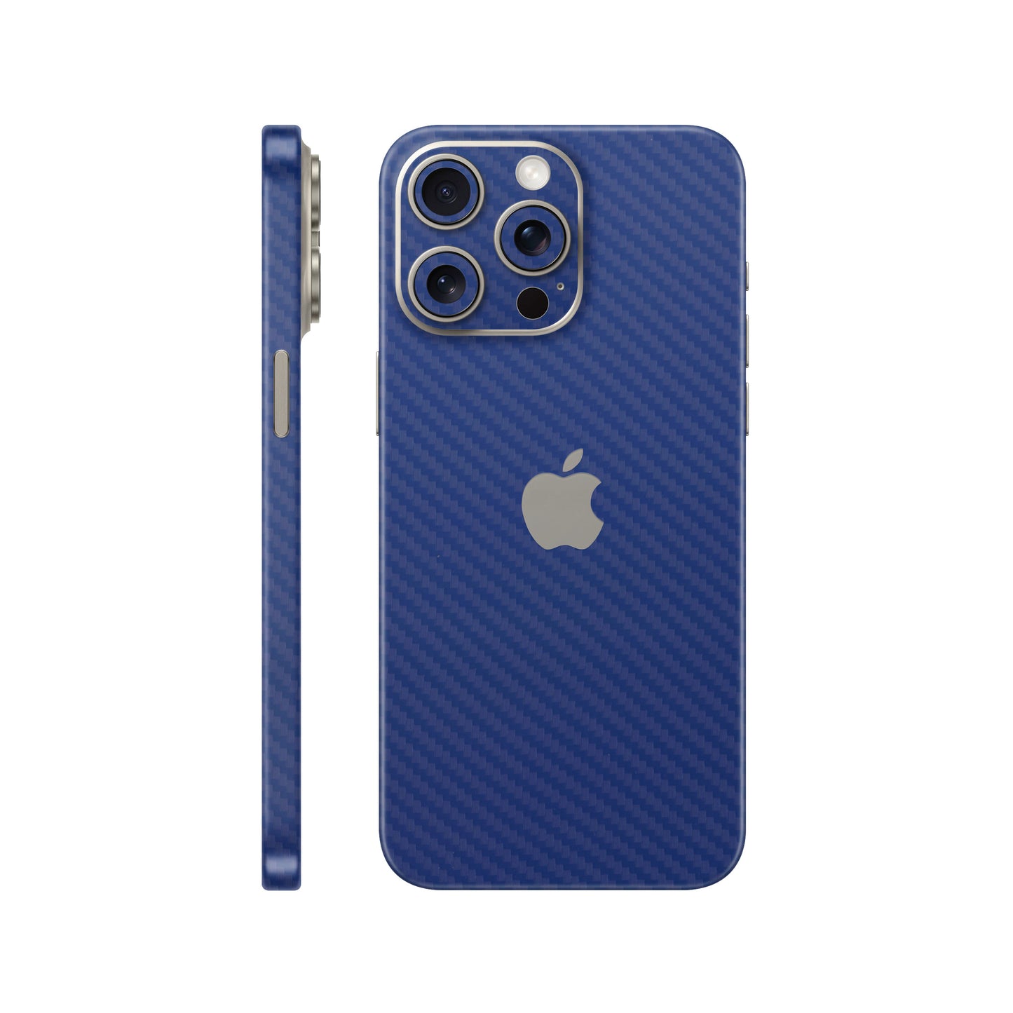Folie de protectie iPhone 15 Pro, eSkins Elegans, Skin Carbon Albastru