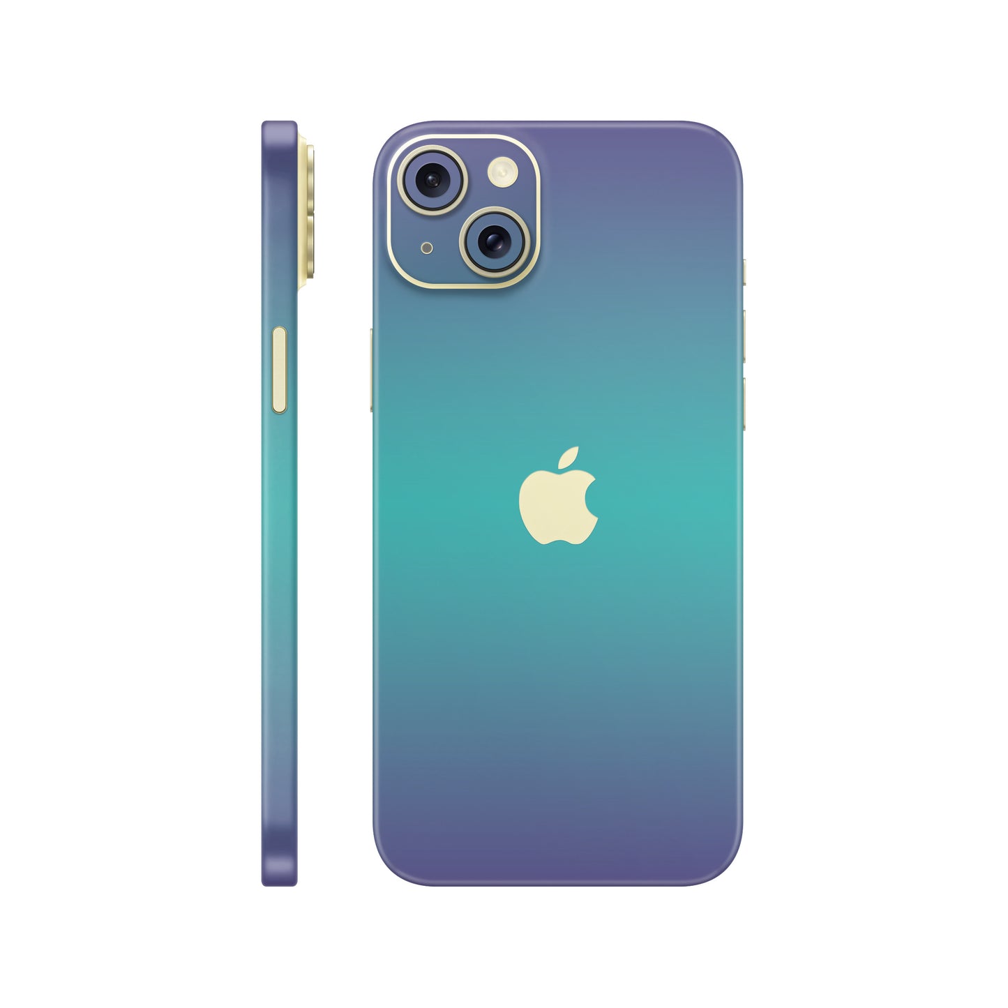 Folie de protectie iPhone 15, eSkins Unique, Skin Cameleon Turcoaz-Lavanda