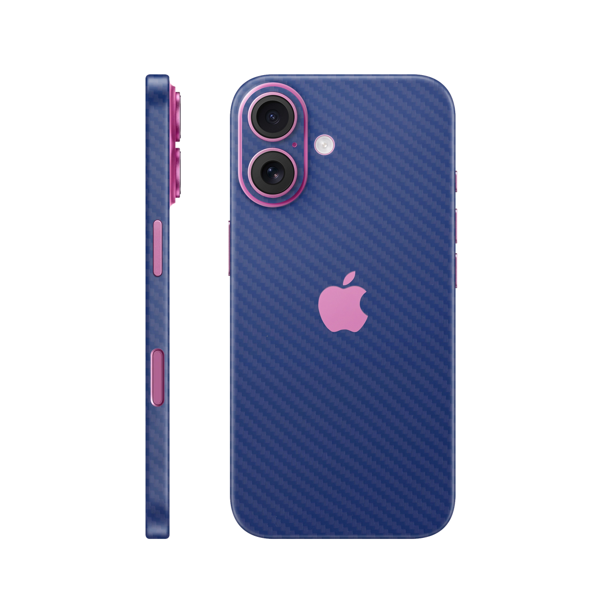 Folie de protectie pentru iPhone 16, eSkins Elegans, Skin Carbon Albastru
