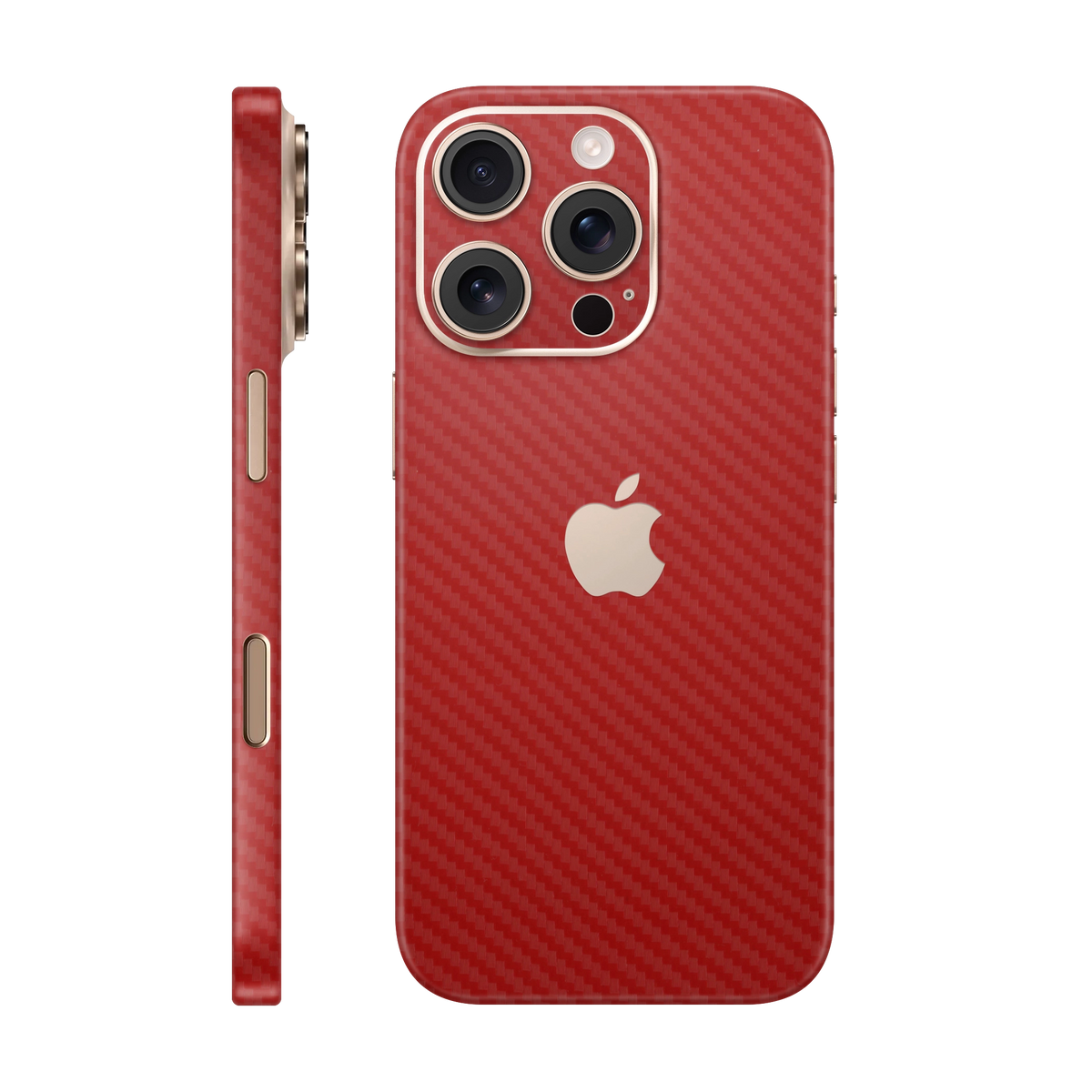 Folie de protectie pentru iPhone 16 Pro Max, eSkins Elegans, Skin Carbon Rosu