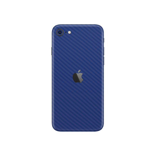 Folie de protectie iPhone SE 2020, eSkins Elegans, Skin Carbon Albastru