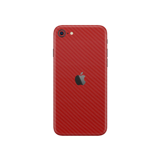 Folie de protectie iPhone SE 2020, eSkins Elegans, Skin Carbon Rosu