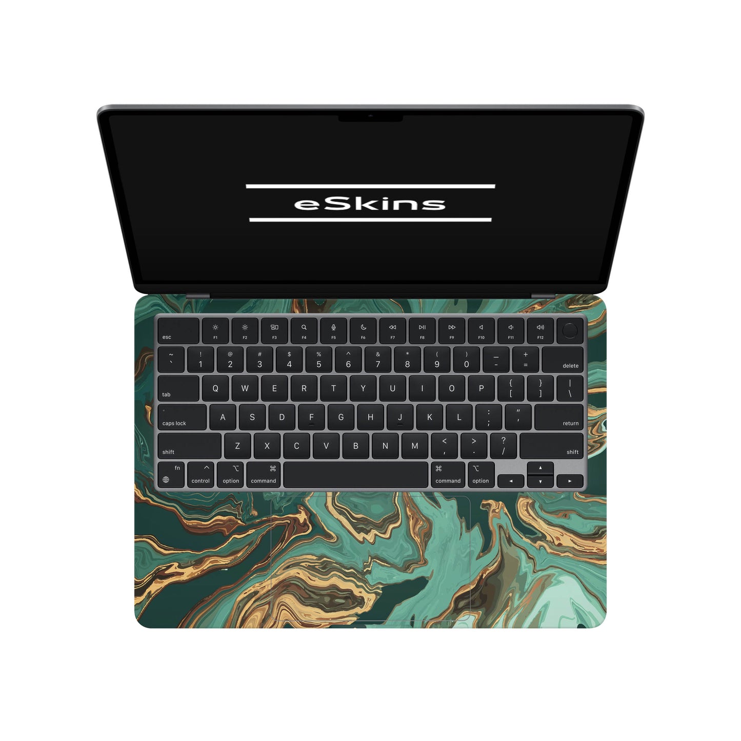 Folie de protectie MacBook Air 13" M4 (2025), eSkins Signature, Skin Emerald Flow
