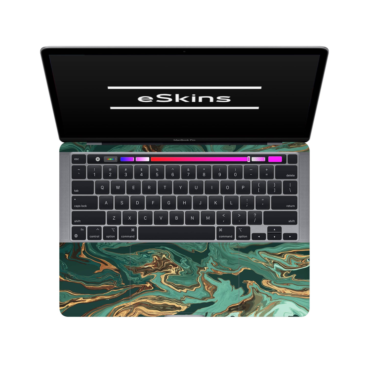 Folie de protectie MacBook Pro 13" M1 (2020), eSkins Signature, Skin Emerald Flow