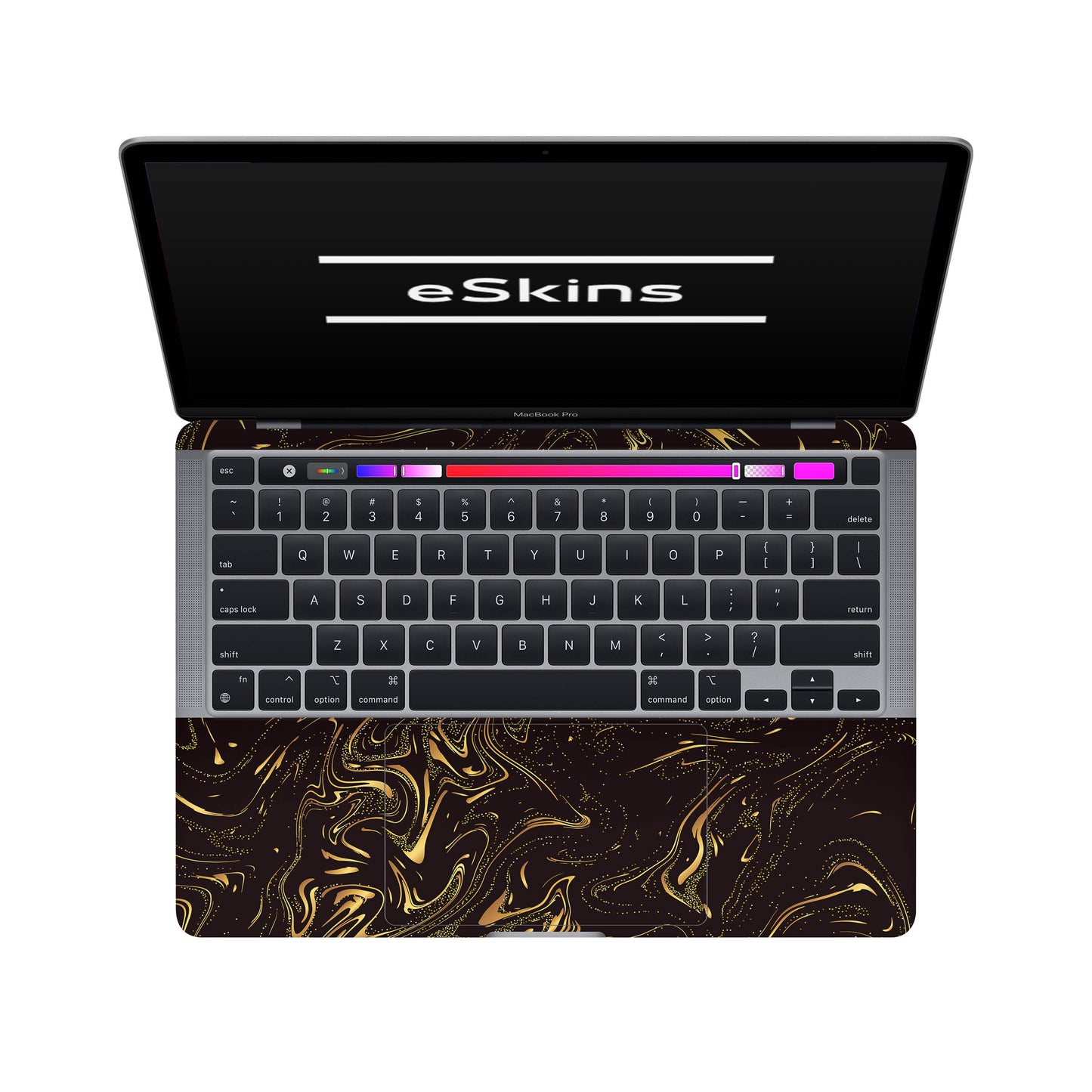 Folie de protectie MacBook Pro 13" TouchBar (2016-2019), eSkins Signature, Skin Golden Noir