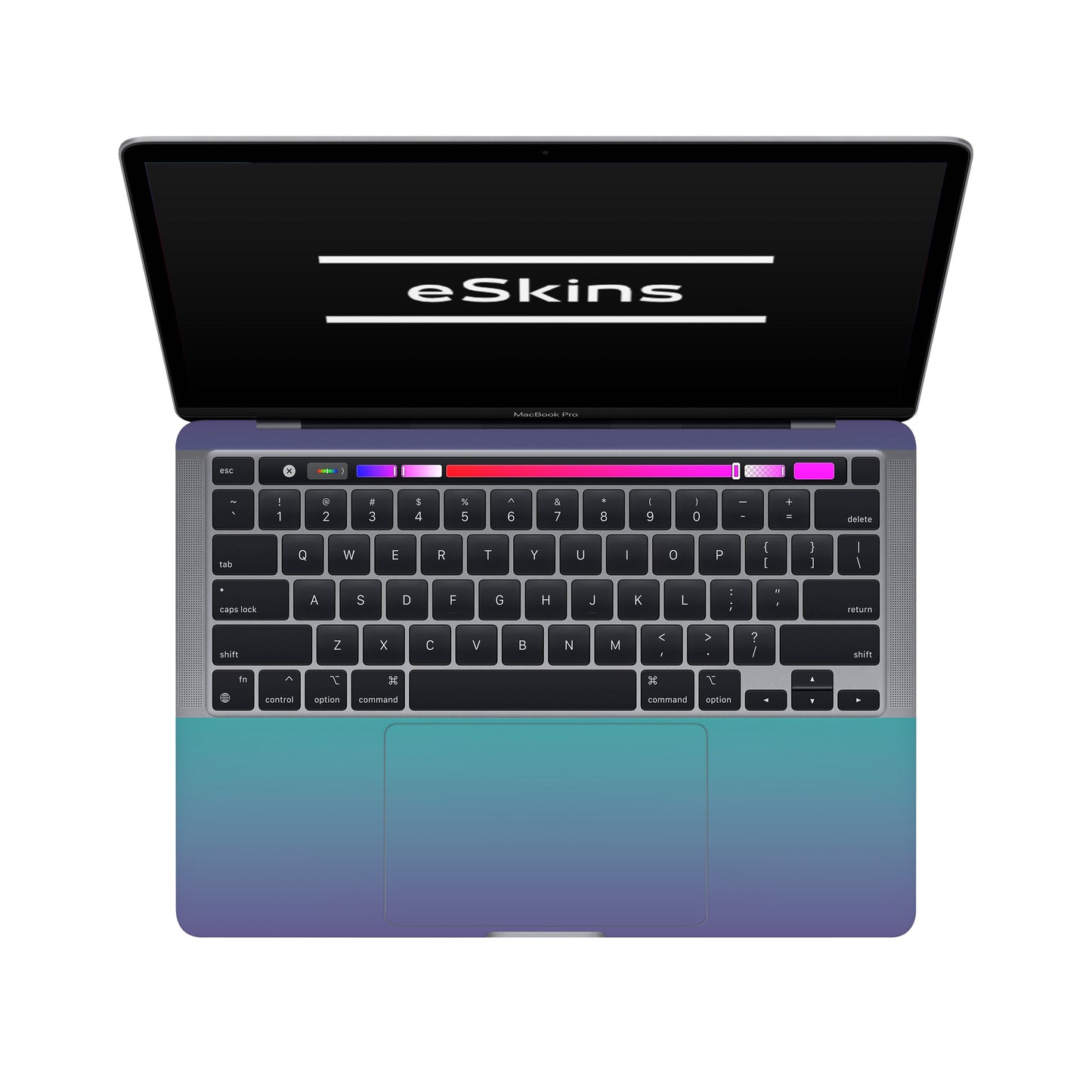 Folie de protectie MacBook Pro 13" TouchBar (2016-2019), eSkins Unique, Skin Cameleon Turcoaz-Lavanda
