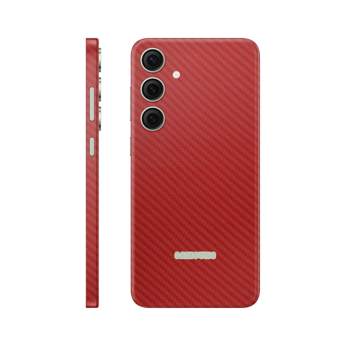 Folie de protectie pentru Samsung Galaxy S24, eSkins Elegans, Skin Carbon Rosu