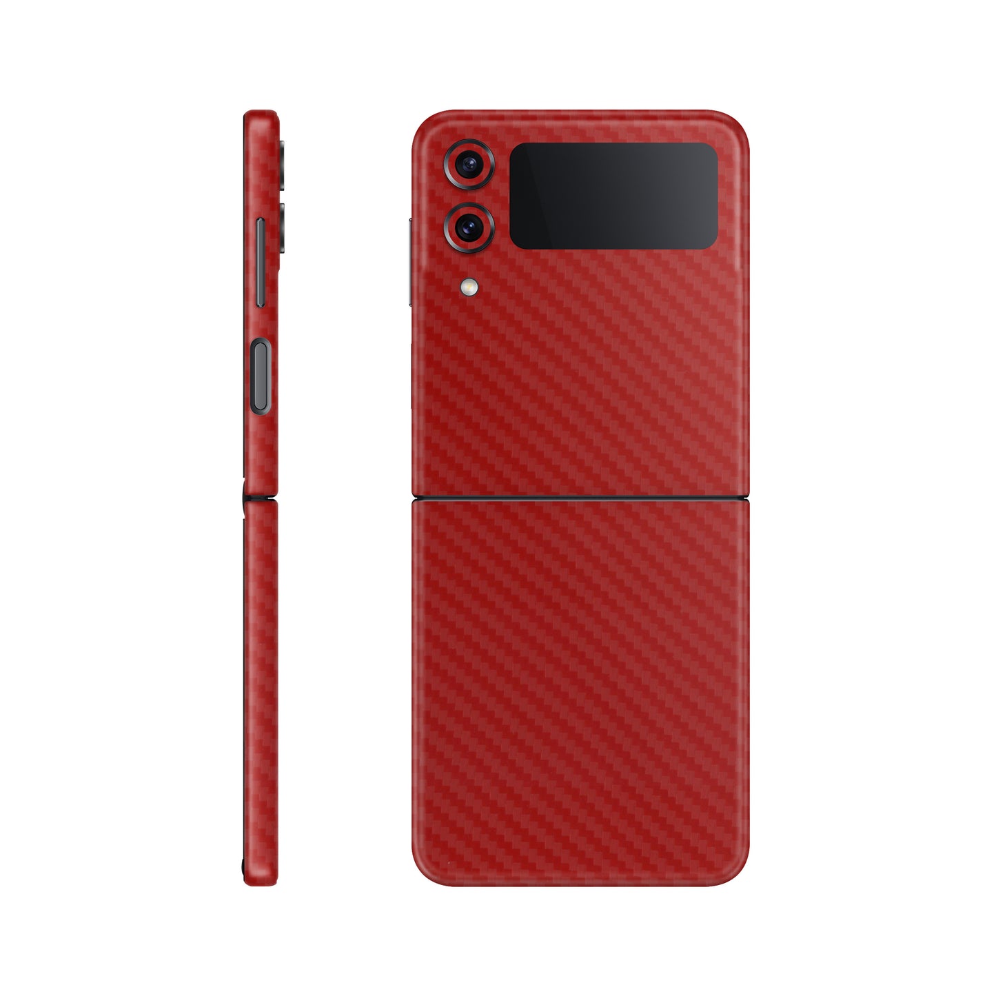 Folie de protectie Samsung Galaxy Z Flip 3, eSkins Elegans, Skin Carbon Rosu