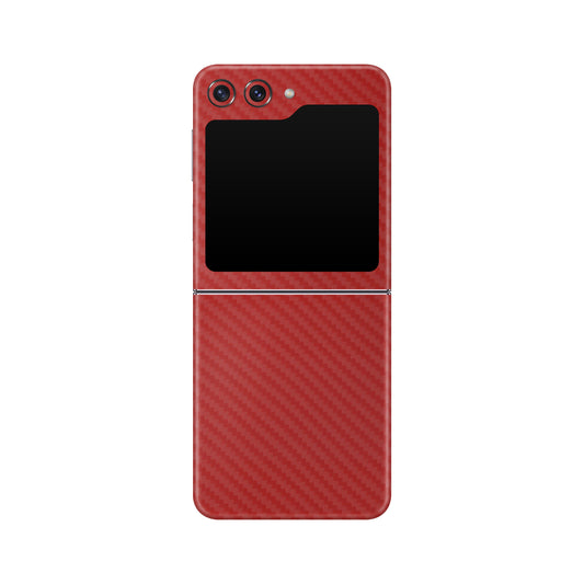 Folie de protectie Samsung Galaxy Z Flip 5, eSkins Elegans, Skin Carbon Rosu
