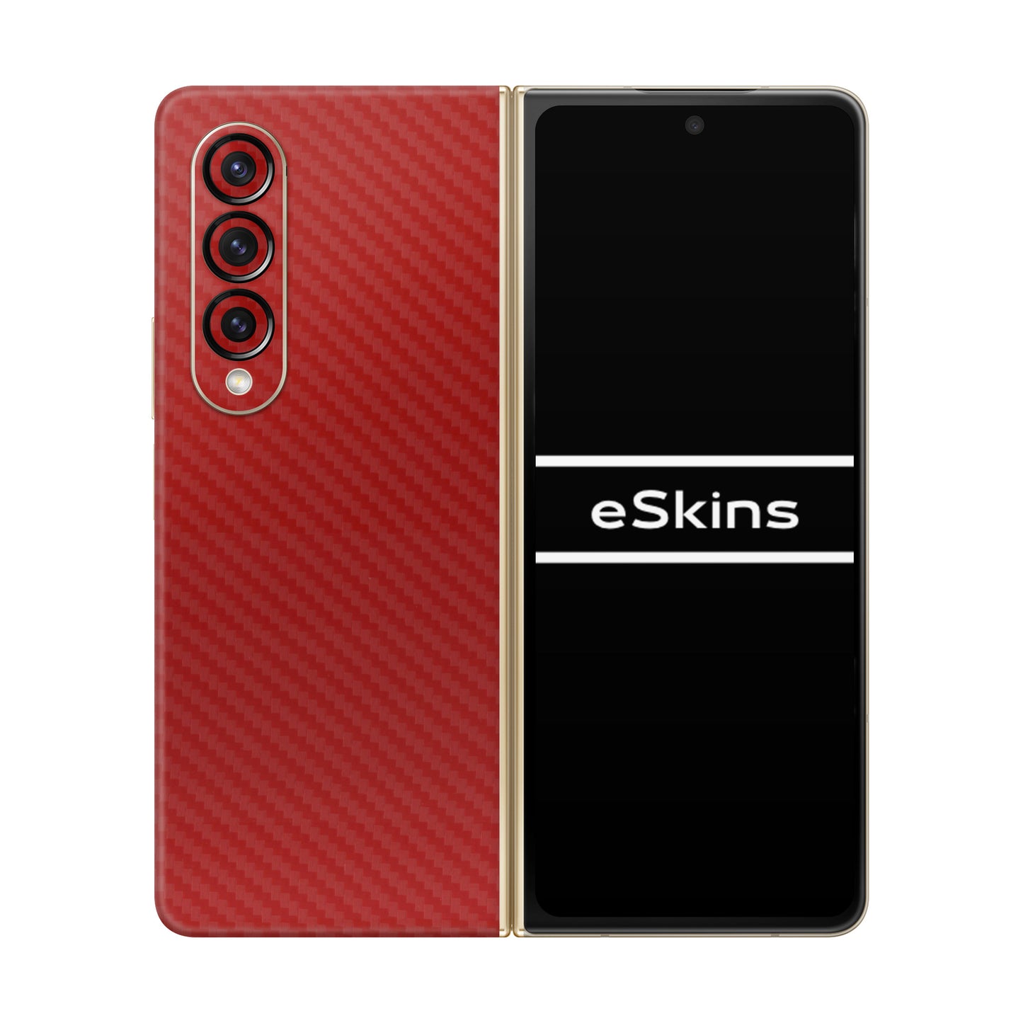 Folie de protectie Samsung Galaxy Z Fold 3, eSkins Elegans, Skin Carbon Rosu