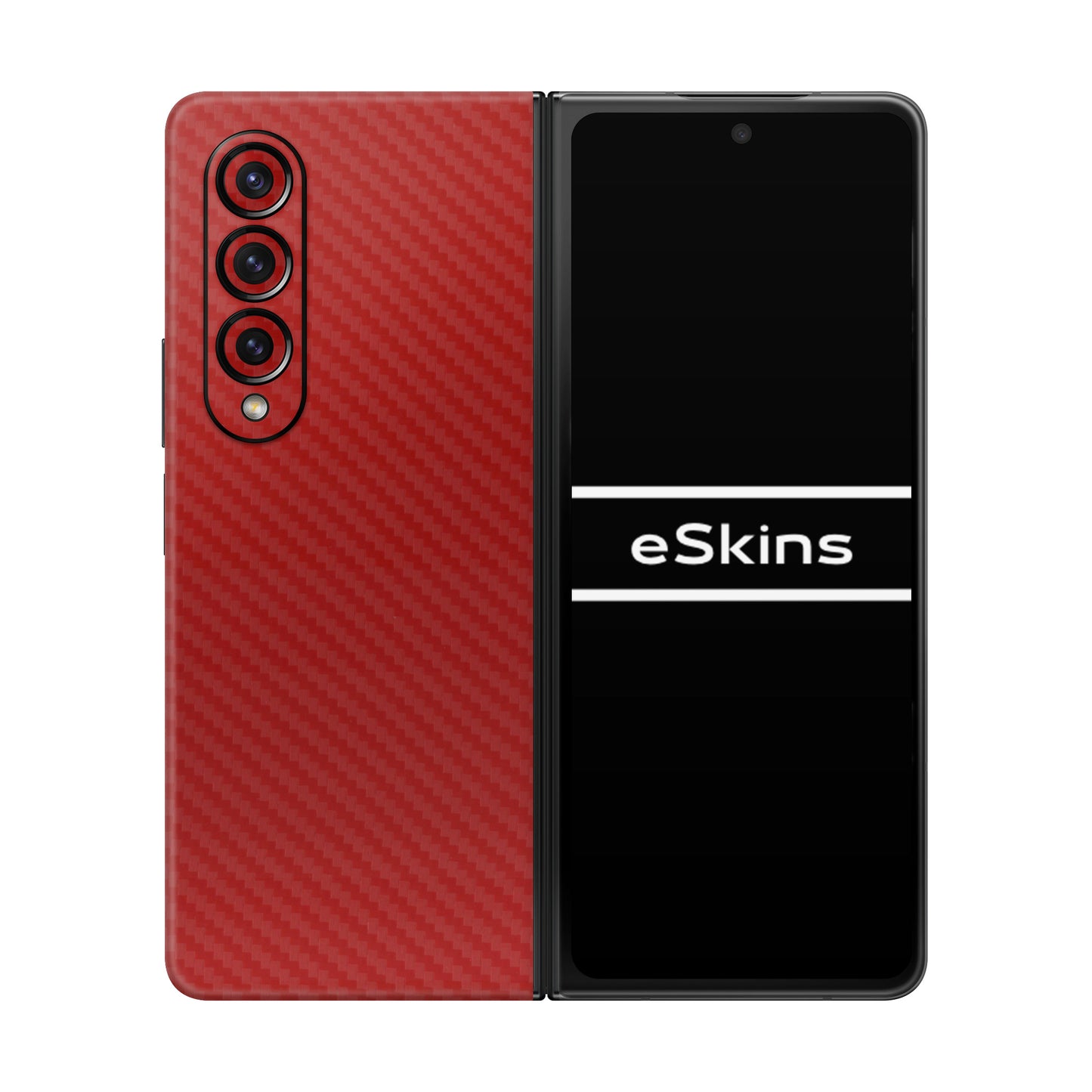 Folie de protectie Samsung Galaxy Z Fold 4, eSkins Elegans, Skin Carbon Rosu