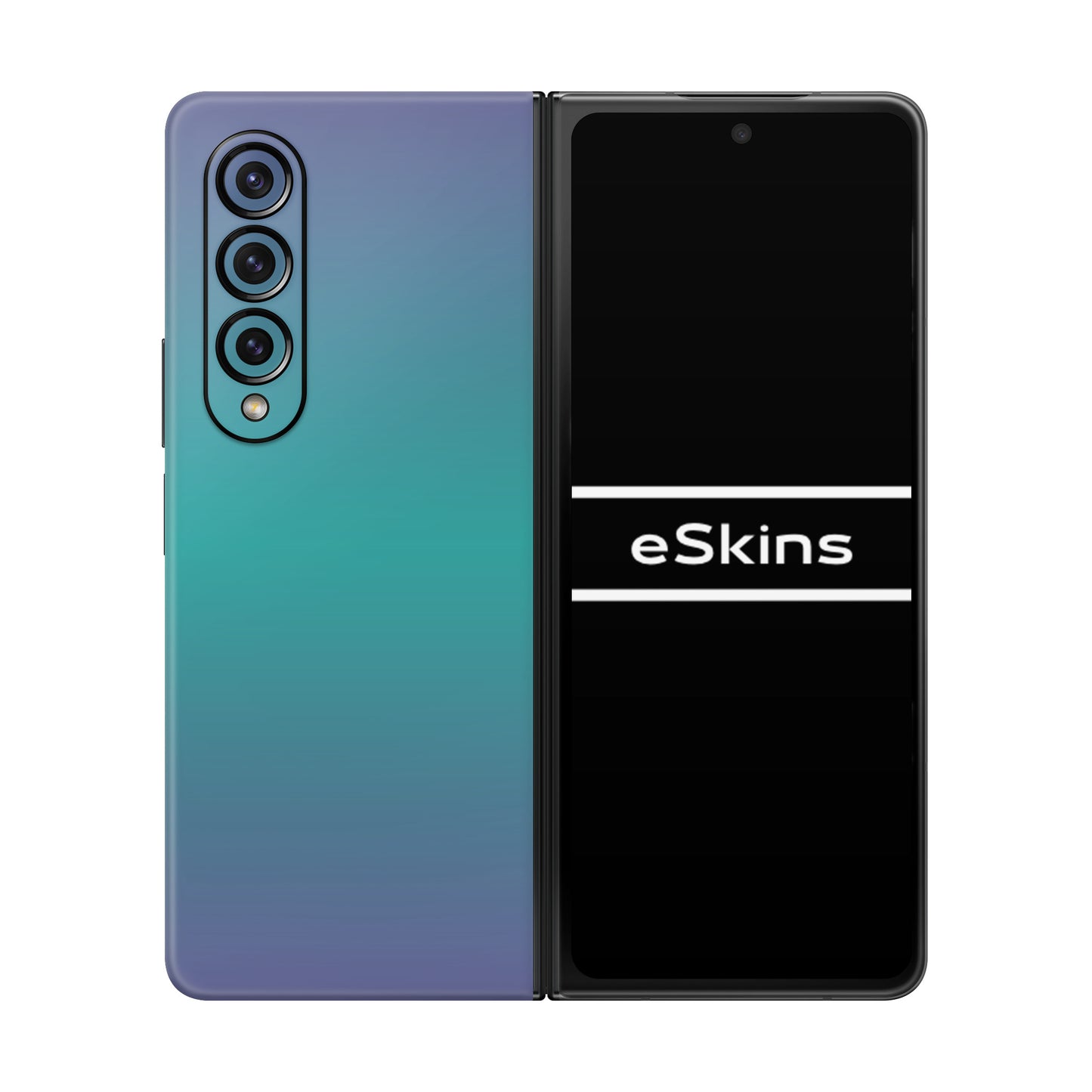Folie de protectie Samsung Galaxy Z Fold 4, eSkins Unique, Skin Cameleon Turcoaz-Lavanda