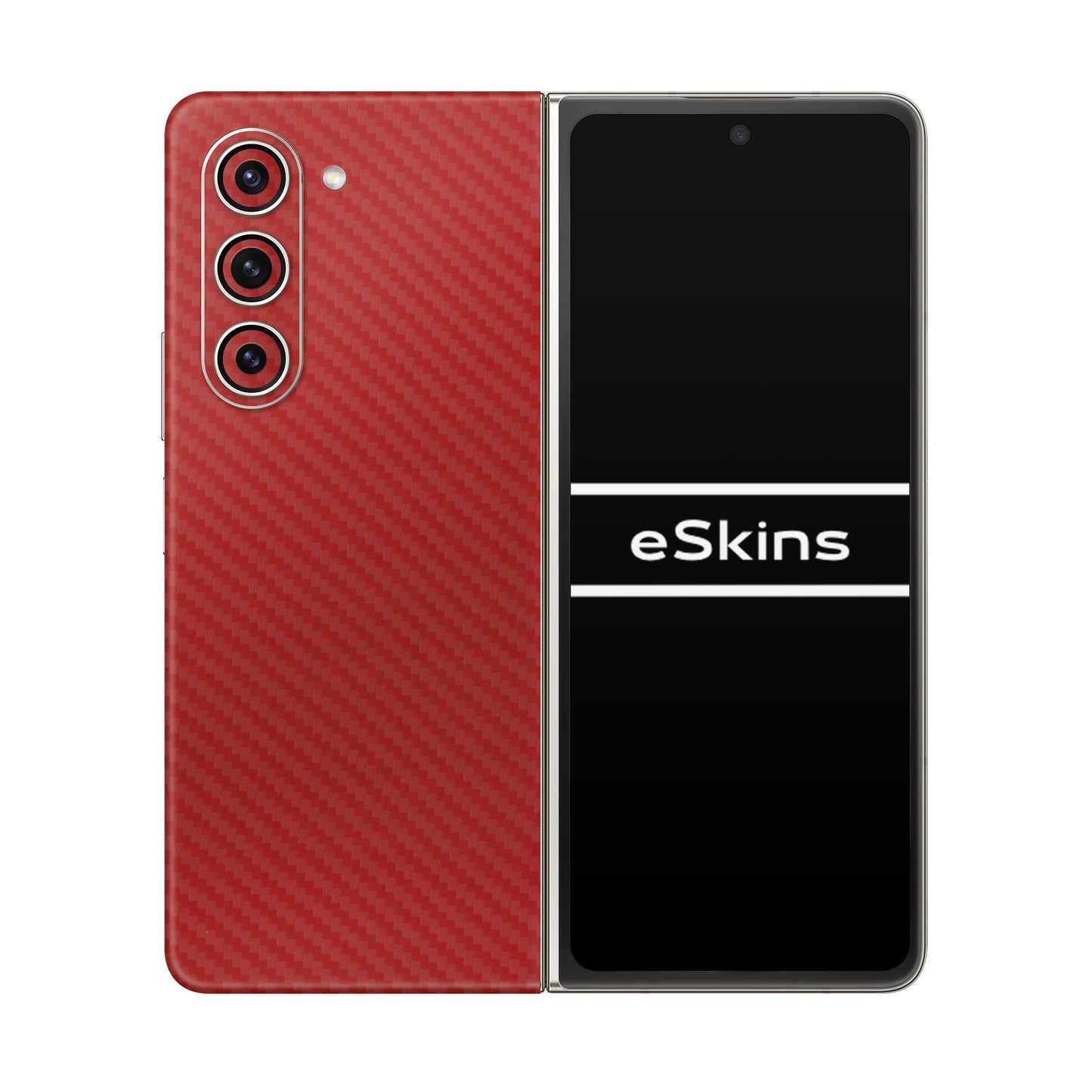Folie de protectie Samsung Galaxy Z Fold 5, eSkins Elegans, Skin Carbon Rosu