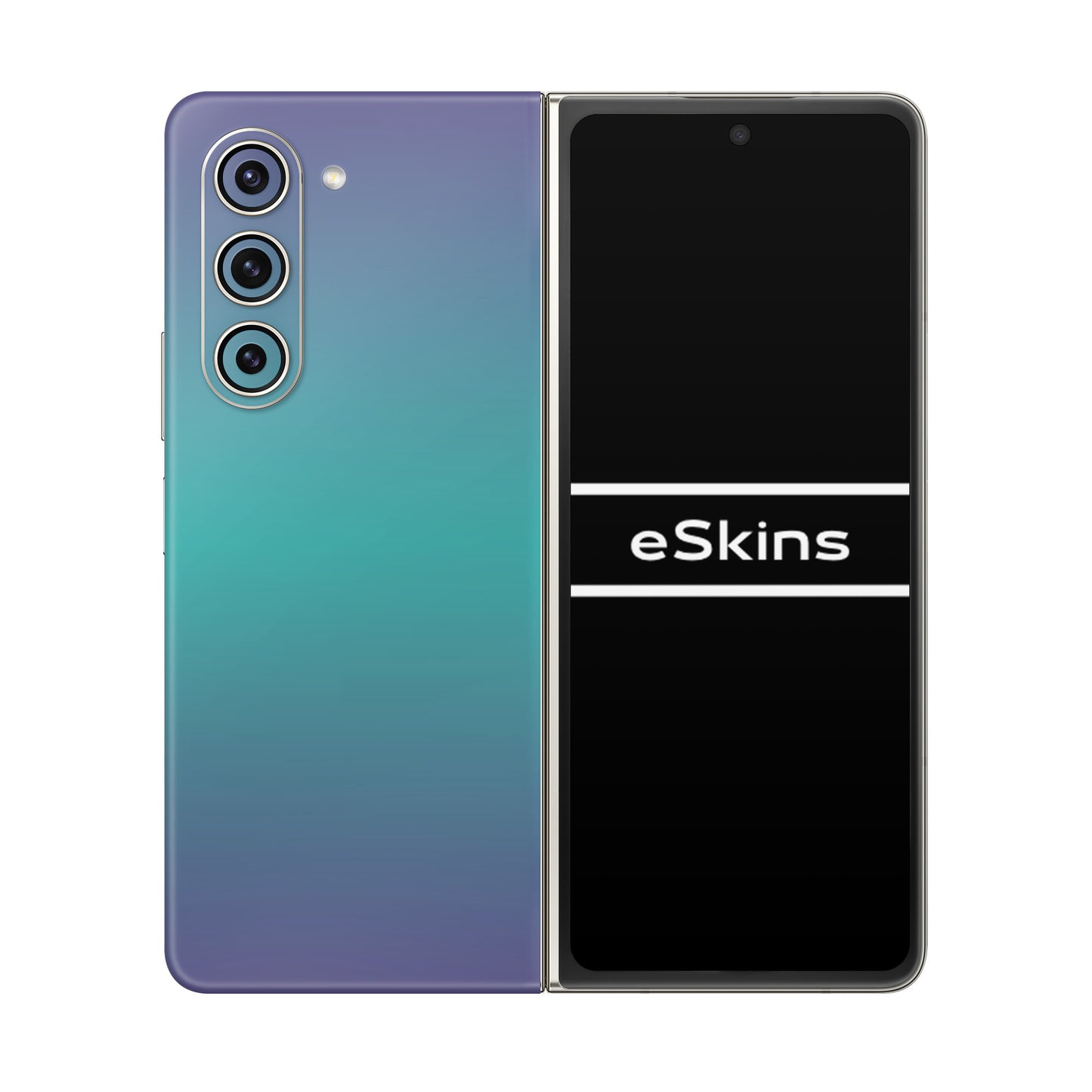 Folie de protectie Samsung Galaxy Z Fold 5, eSkins Unique, Skin Cameleon Turcoaz-Lavanda
