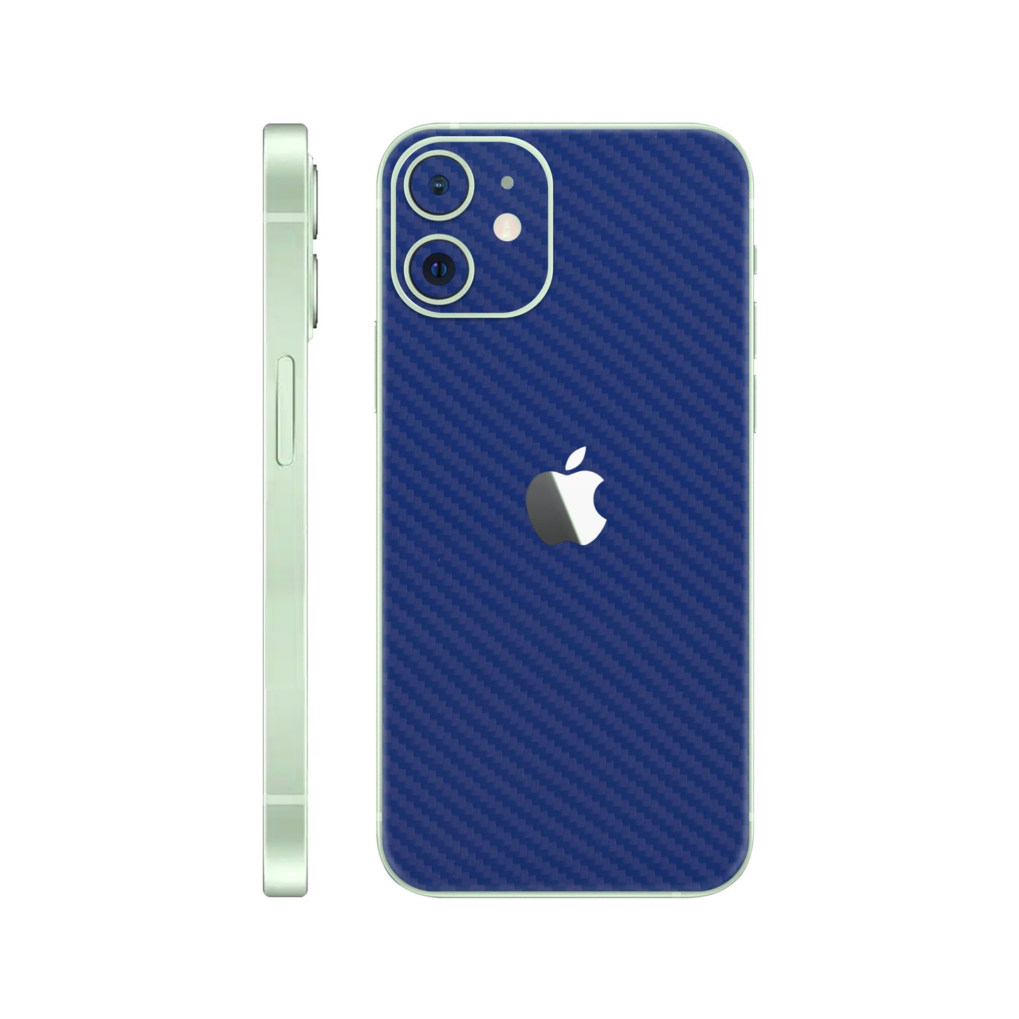 Folie de protectie iPhone 12, eSkins Elegans, Skin Carbon Albastru