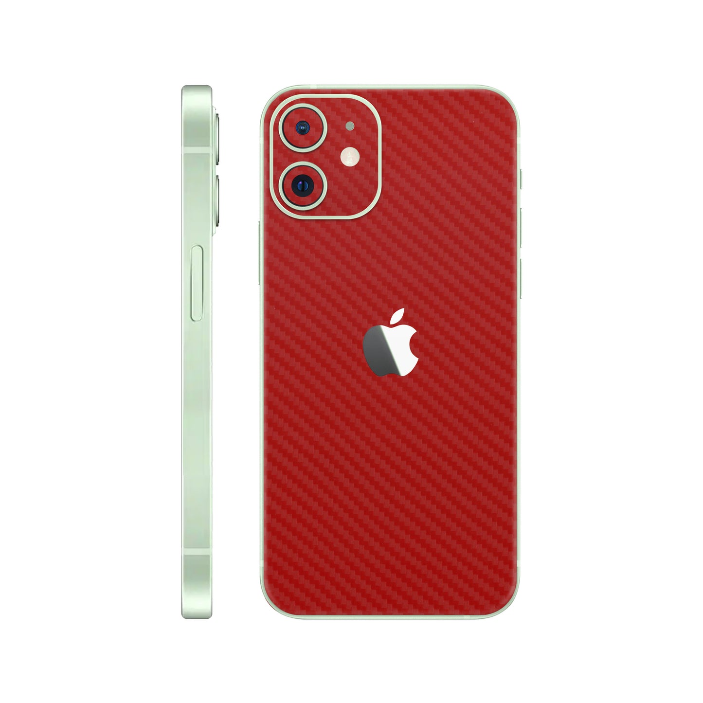 Folie de protectie iPhone 12, eSkins Elegans, Skin Carbon Rosu