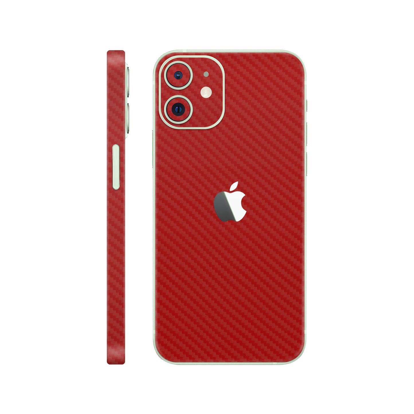 Folie de protectie iPhone 12, eSkins Elegans, Skin Carbon Rosu