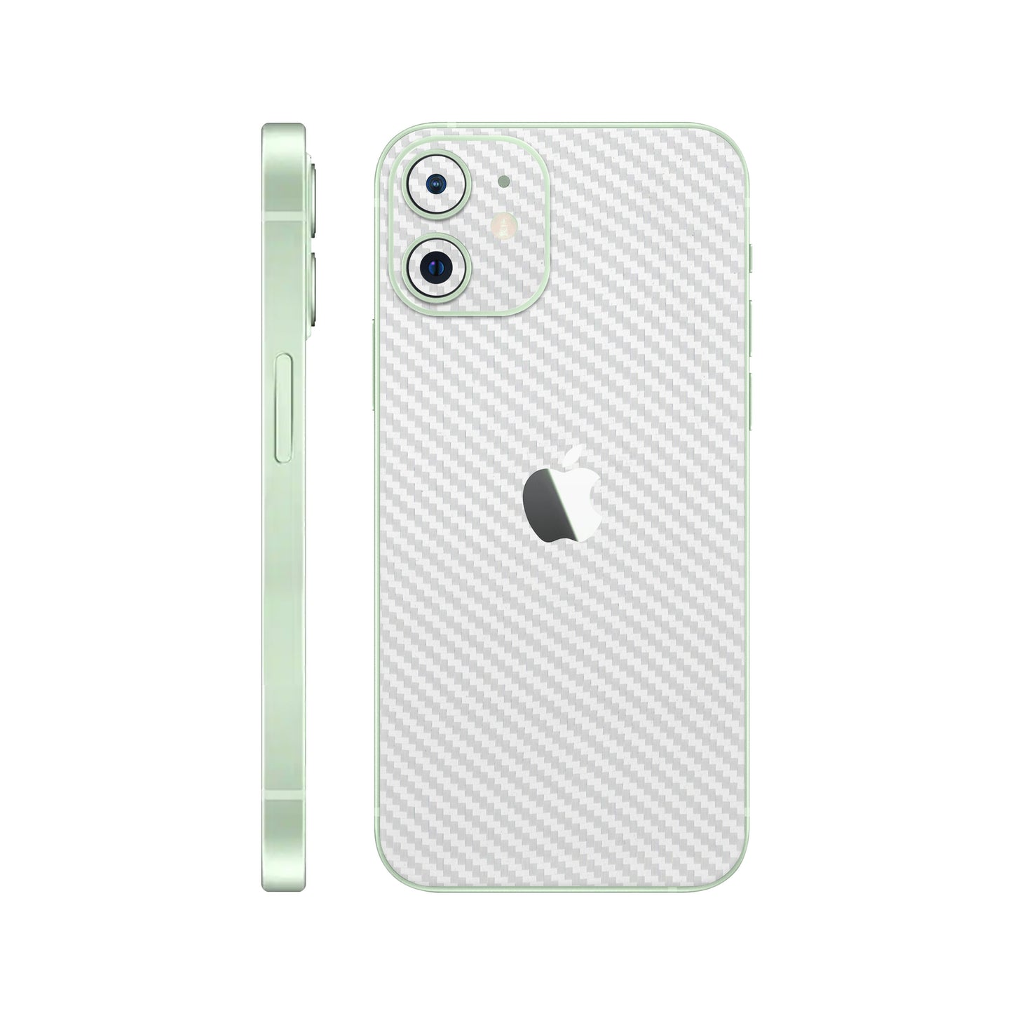 Folie de protectie iPhone 12, eSkins Elegans, Skin Carbon Alb