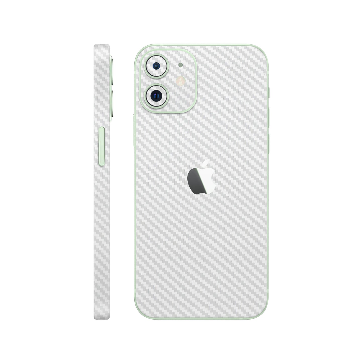 Folie de protectie iPhone 12, eSkins Elegans, Skin Carbon Alb