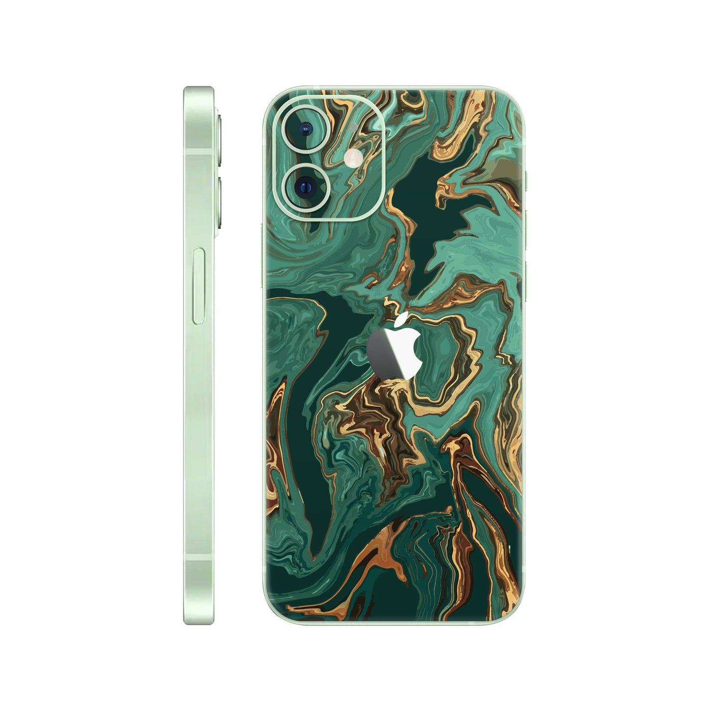 Folie de protectie iPhone 12, eSkins Signature, Skin Emerald Flow