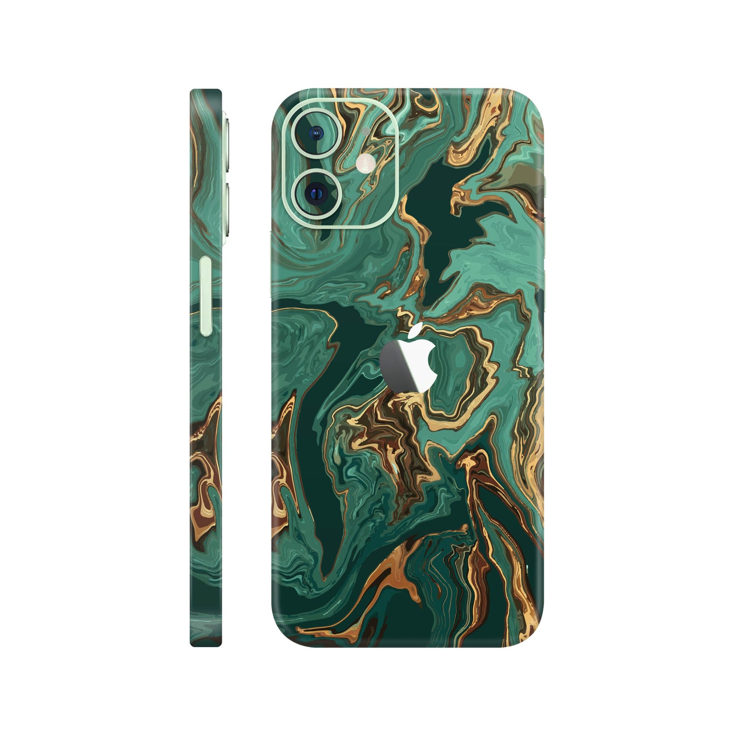 Folie de protectie iPhone 12, eSkins Signature, Skin Emerald Flow