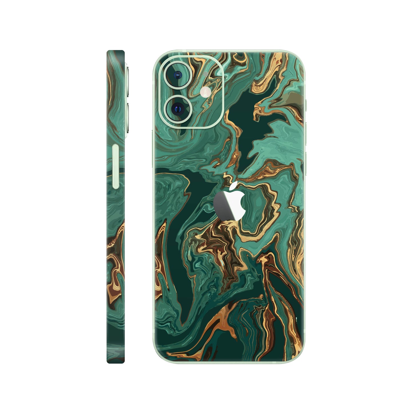Folie de protectie iPhone 12, eSkins Signature, Skin Emerald Flow