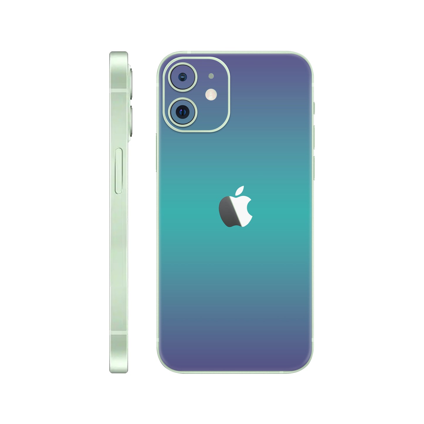 Folie de protectie iPhone 12, eSkins Unique, Skin Cameleon Turcoaz-Lavanda