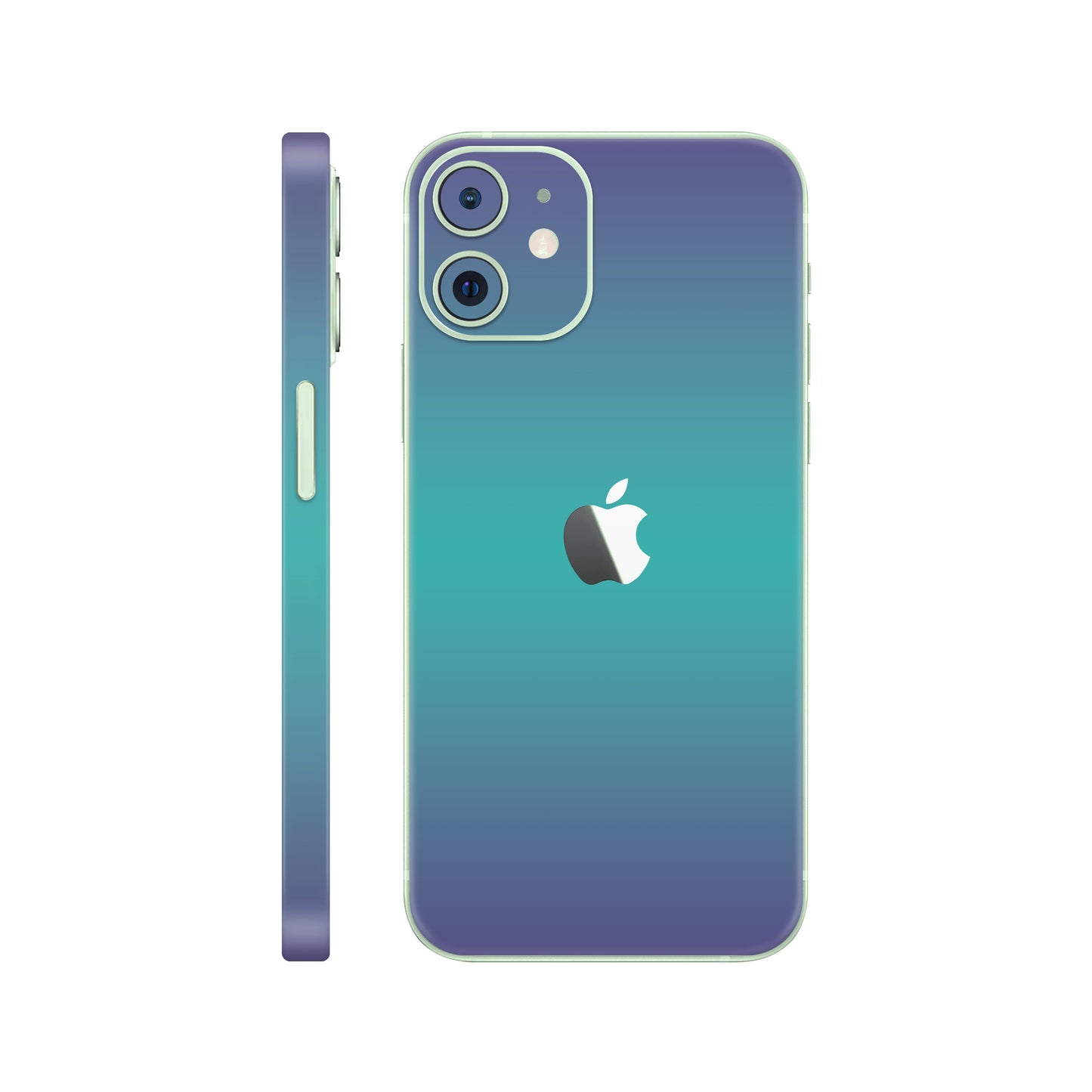Folie de protectie iPhone 12, eSkins Unique, Skin Cameleon Turcoaz-Lavanda