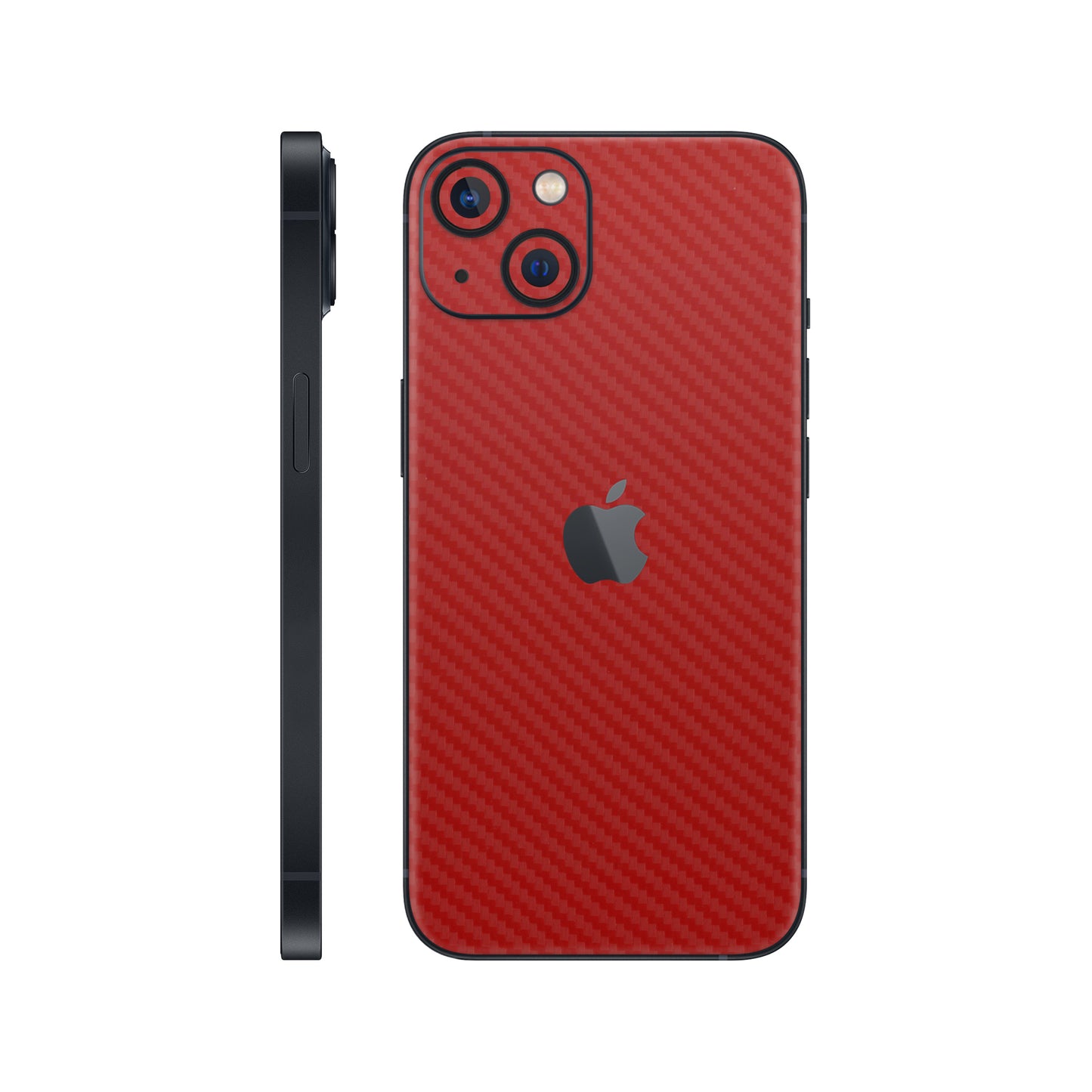 Folie de protectie iPhone 13, eSkins Elegans, Skin Carbon Rosu
