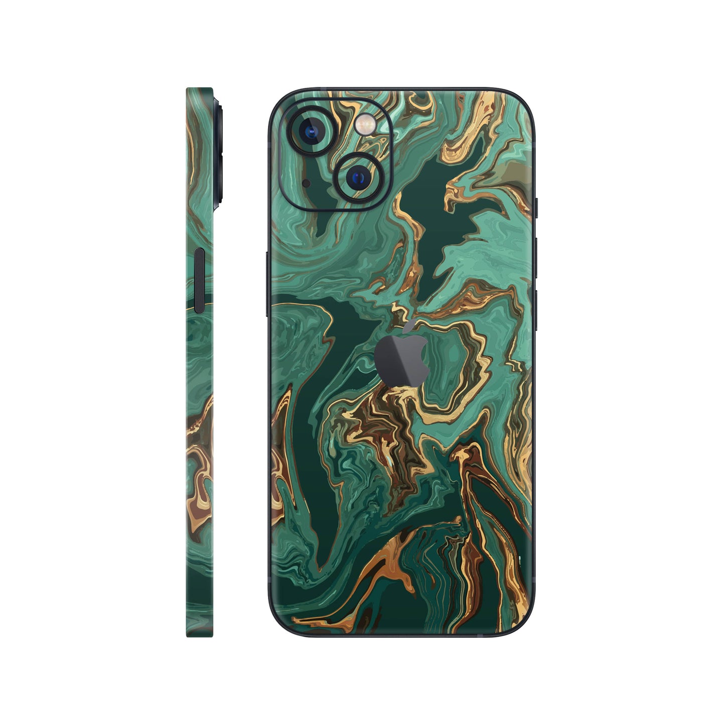 Folie de protectie iPhone 13, eSkins Signature, Skin Emerald Flow