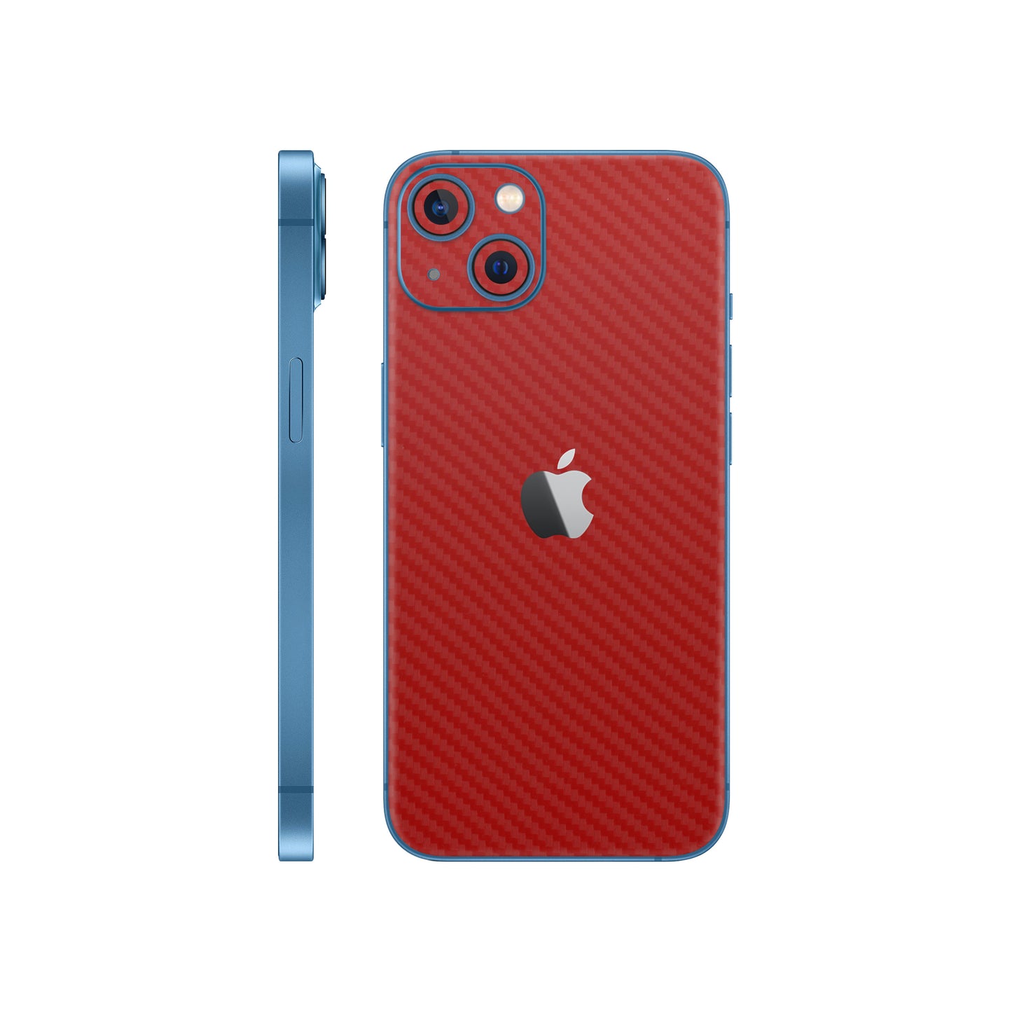 Folie de protectie iPhone 13 Mini, eSkins Elegans, Skin Carbon Rosu