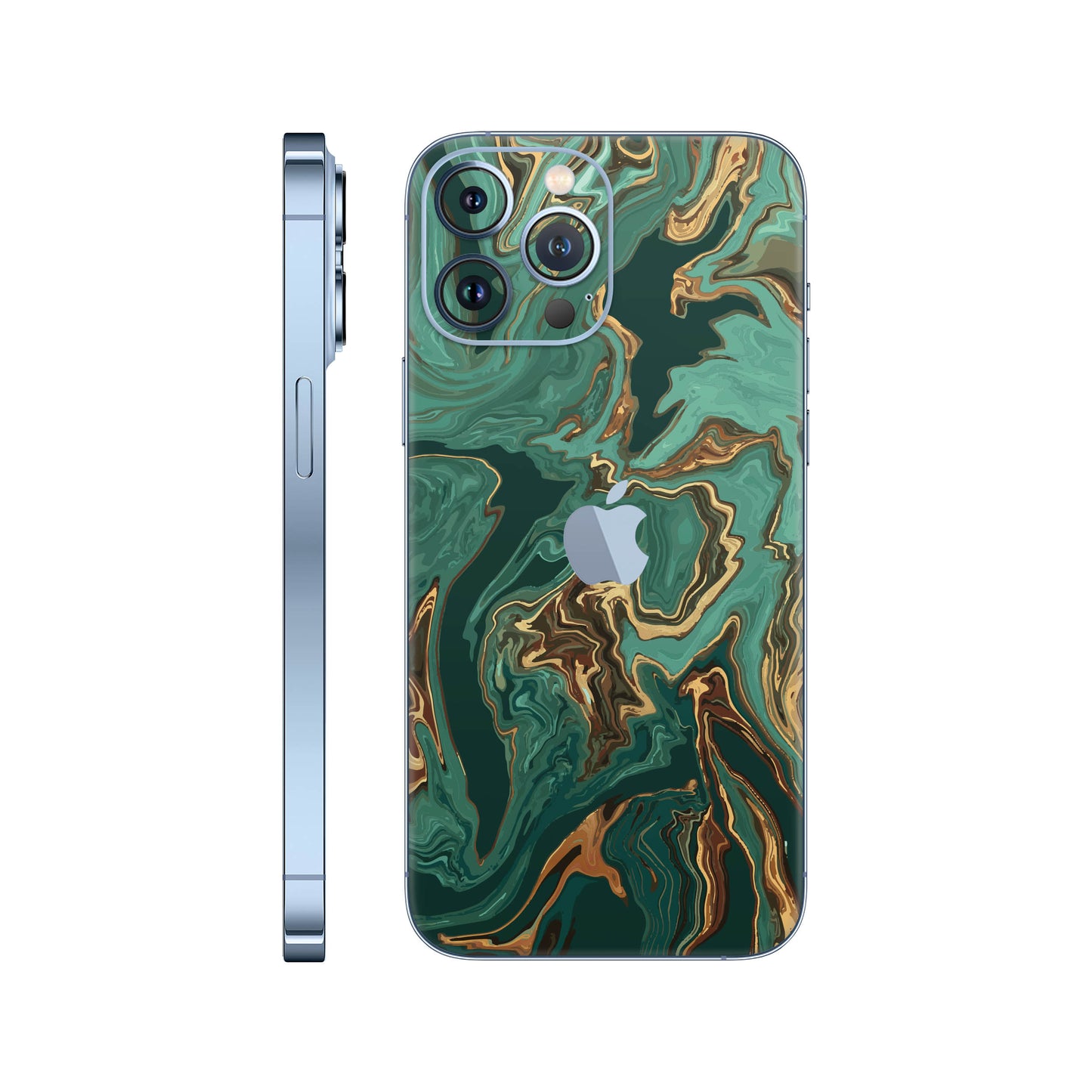 Folie de protectie iPhone 13 Pro, eSkins Signature, Skin Emerald Flow