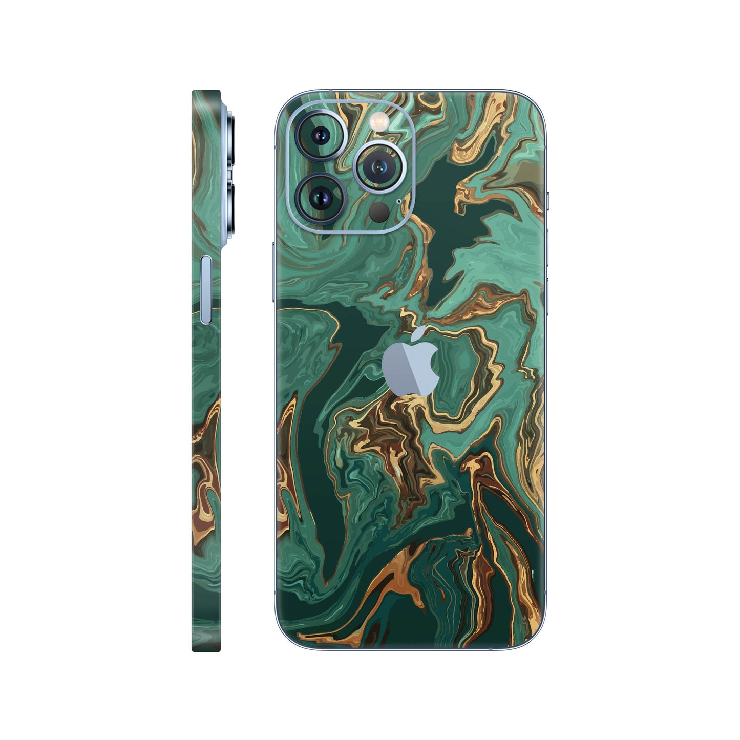 Folie de protectie iPhone 13 Pro, eSkins Signature, Skin Emerald Flow