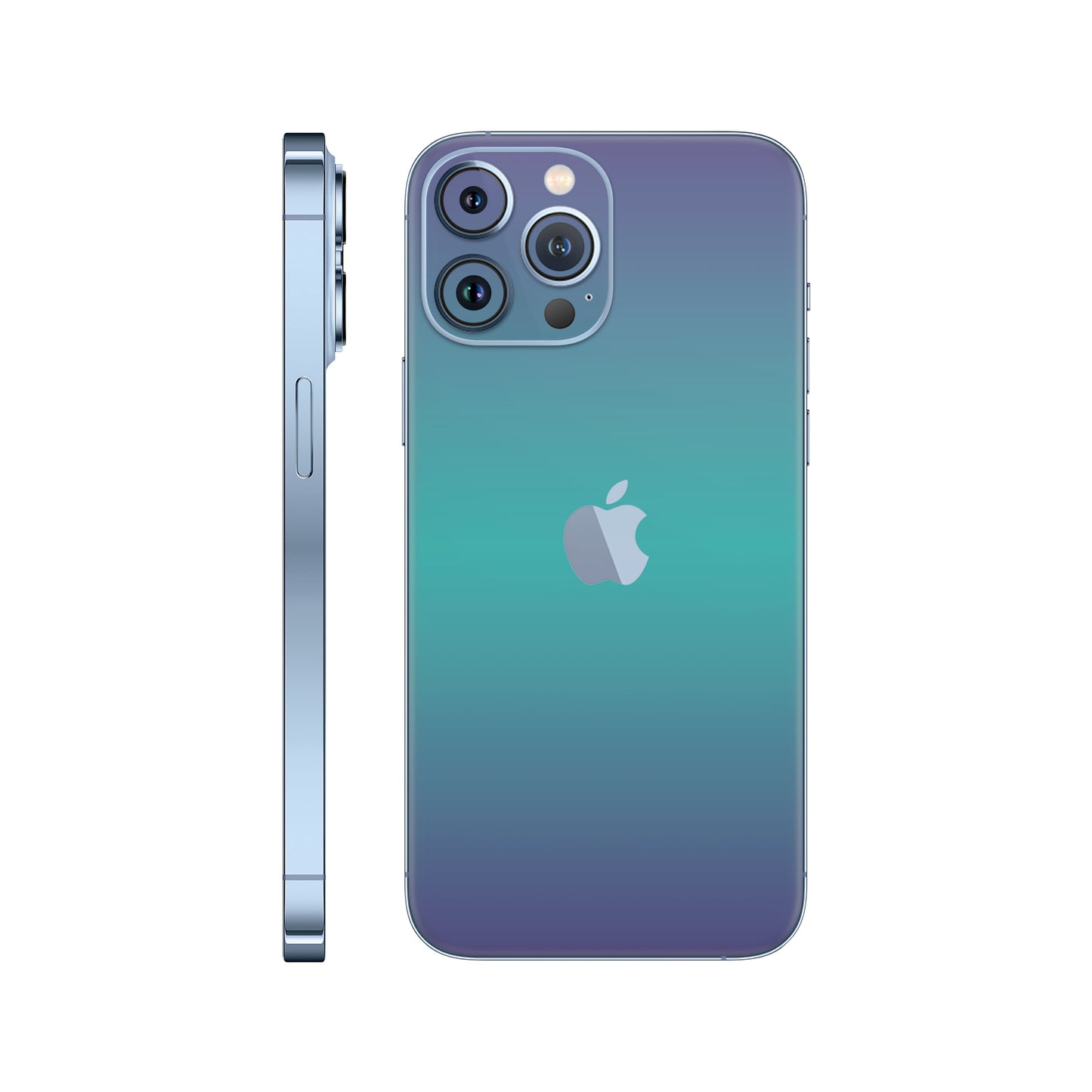 Folie de protectie iPhone 13 Pro, eSkins Unique, Skin Cameleon Turcoaz-Lavanda
