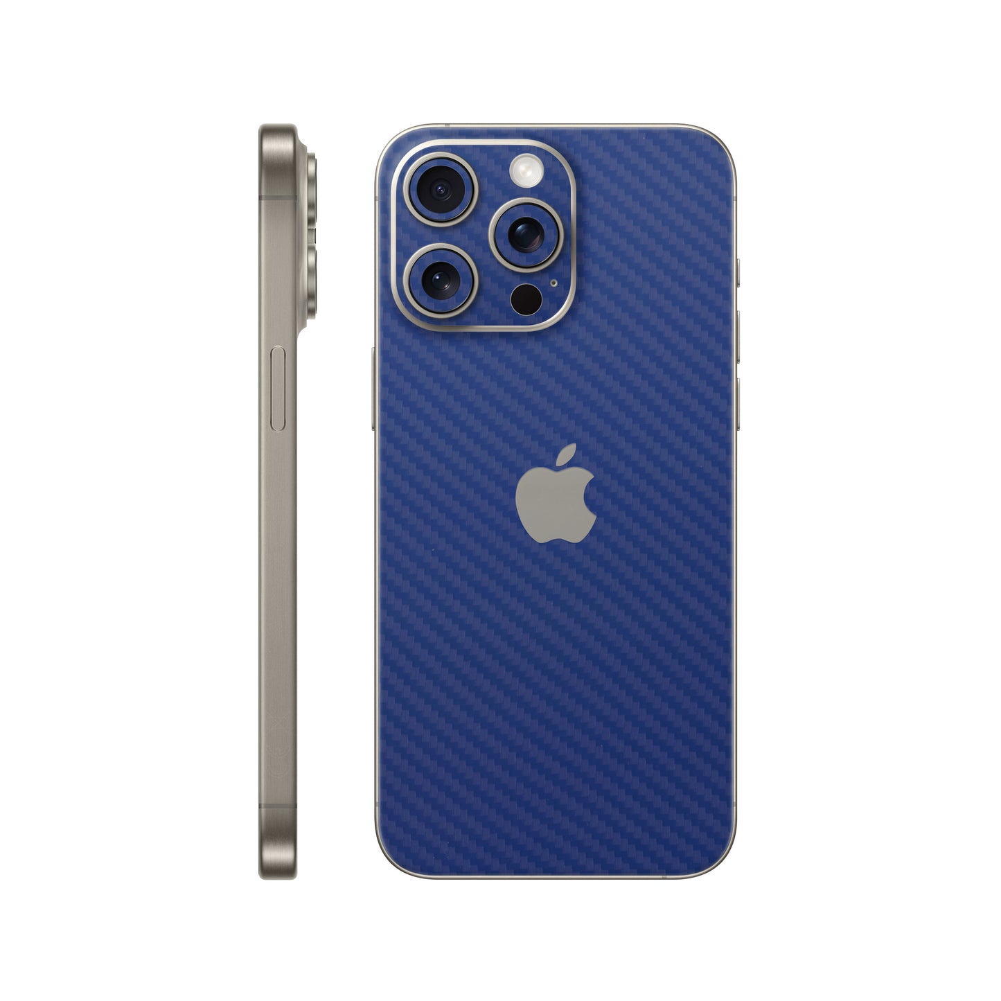 Folie de protectie iPhone 15 Pro, eSkins Elegans, Skin Carbon Albastru