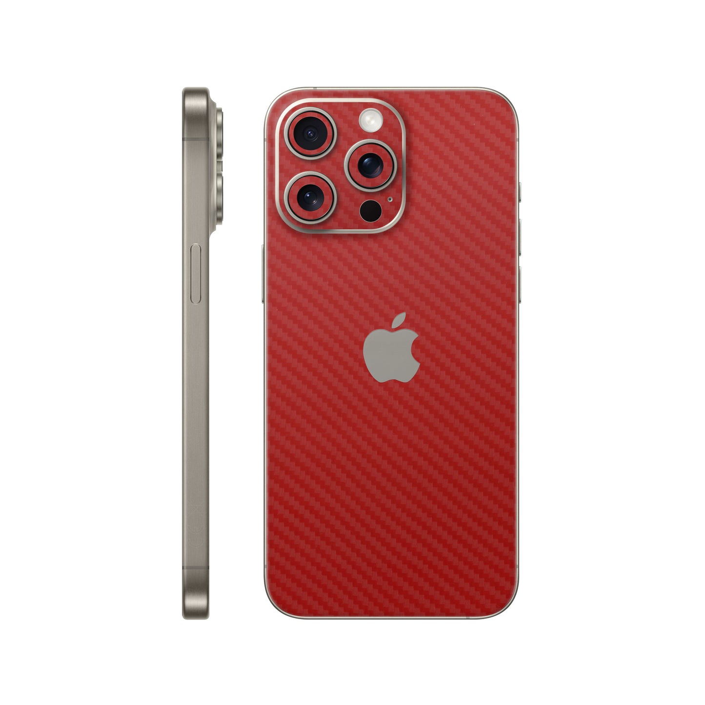 Folie de protectie iPhone 15 Pro, eSkins Elegans, Skin Carbon Rosu
