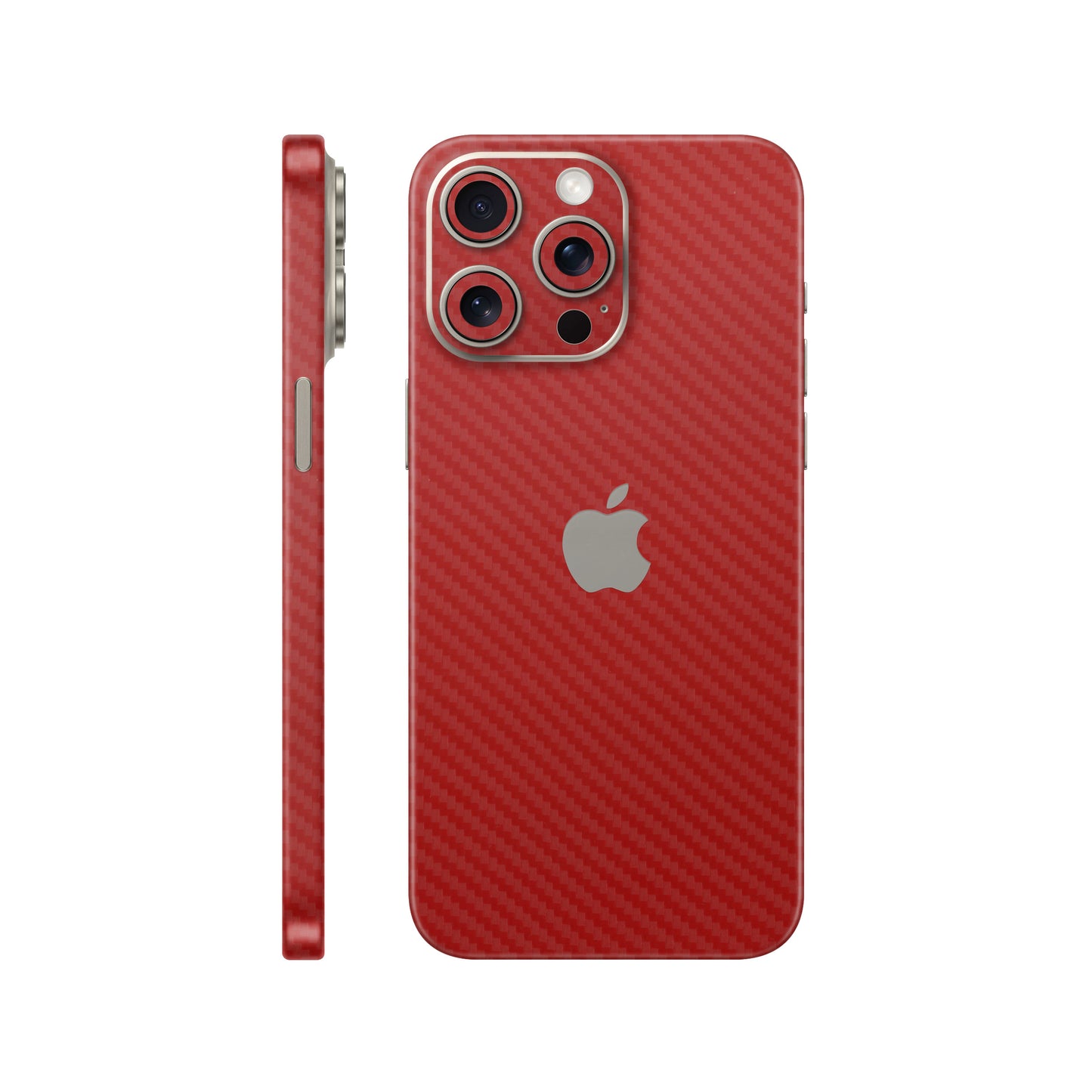 Folie de protectie iPhone 15 Pro, eSkins Elegans, Skin Carbon Rosu