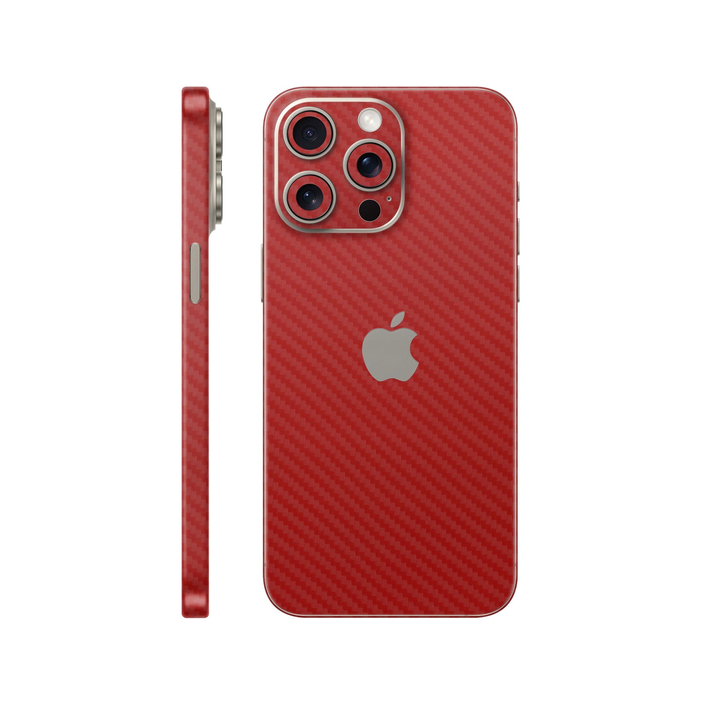 Folie de protectie iPhone 15 Pro, eSkins Elegans, Skin Carbon Rosu