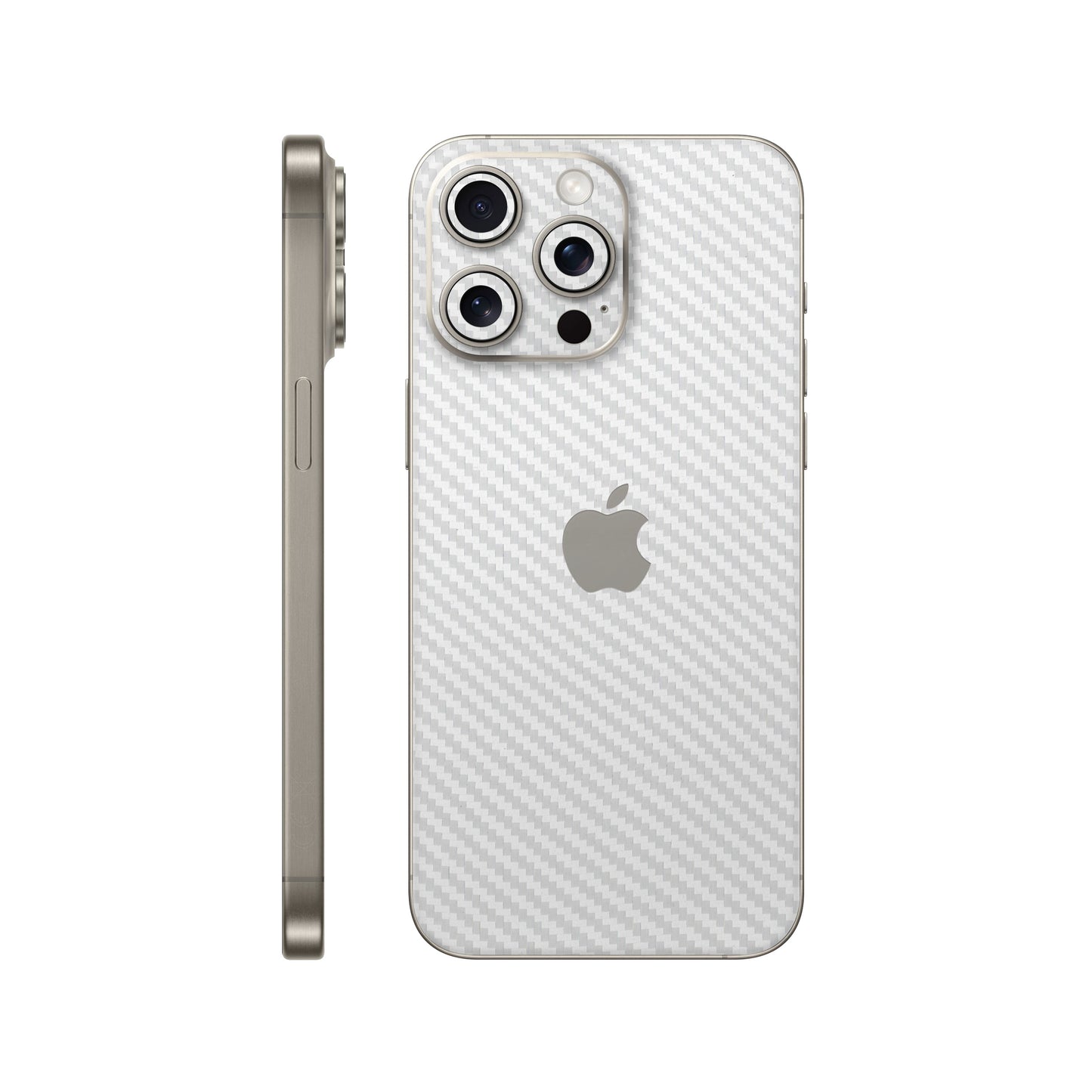 Folie de protectie iPhone 15 Pro, eSkins Elegans, Skin Carbon Alb
