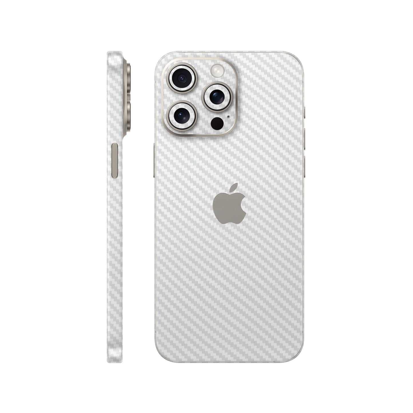Folie de protectie iPhone 15 Pro, eSkins Elegans, Skin Carbon Alb