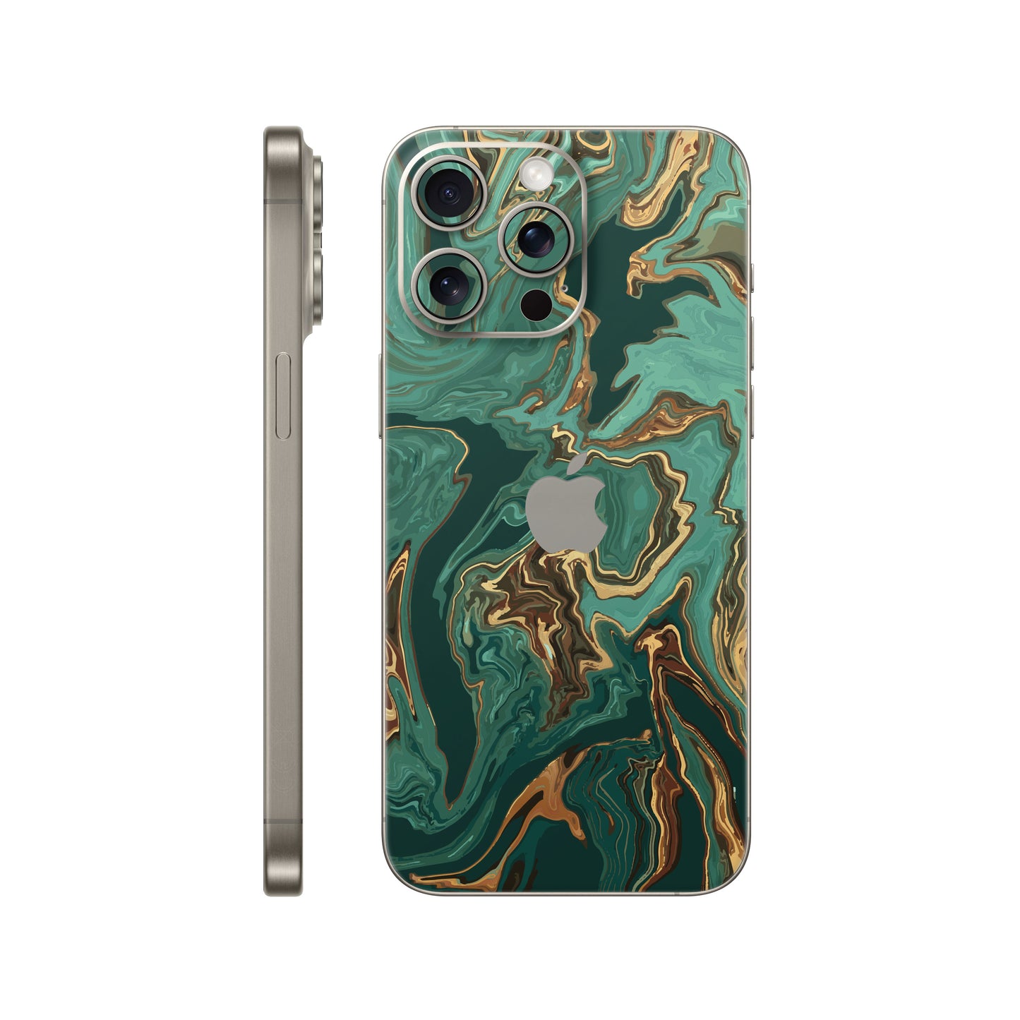 Folie de protectie iPhone 15 Pro, eSkins Signature, Skin Emerald Flow