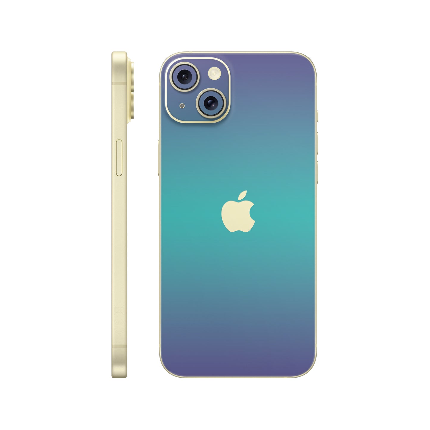 Folie de protectie iPhone 15, eSkins Unique, Skin Cameleon Turcoaz-Lavanda