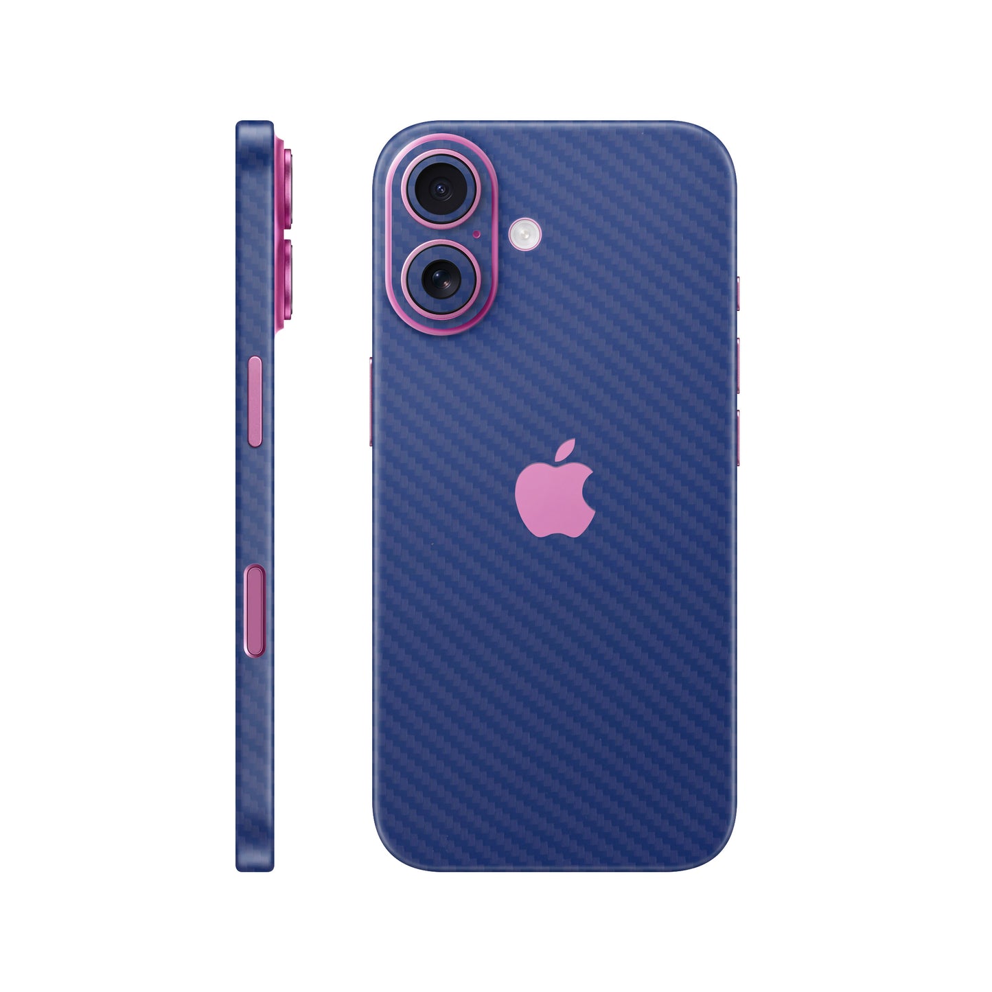 Folie de protectie iPhone 16, eSkins Elegans, Skin Carbon Albastru