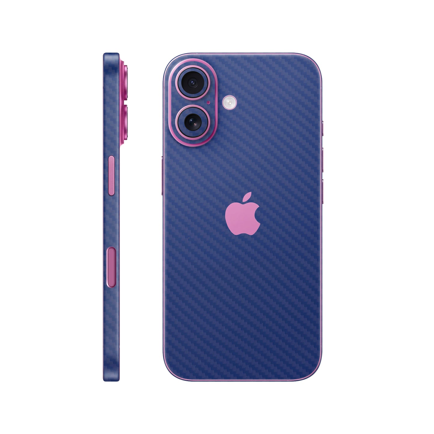 Folie de protectie iPhone 16, eSkins Elegans, Skin Carbon Albastru
