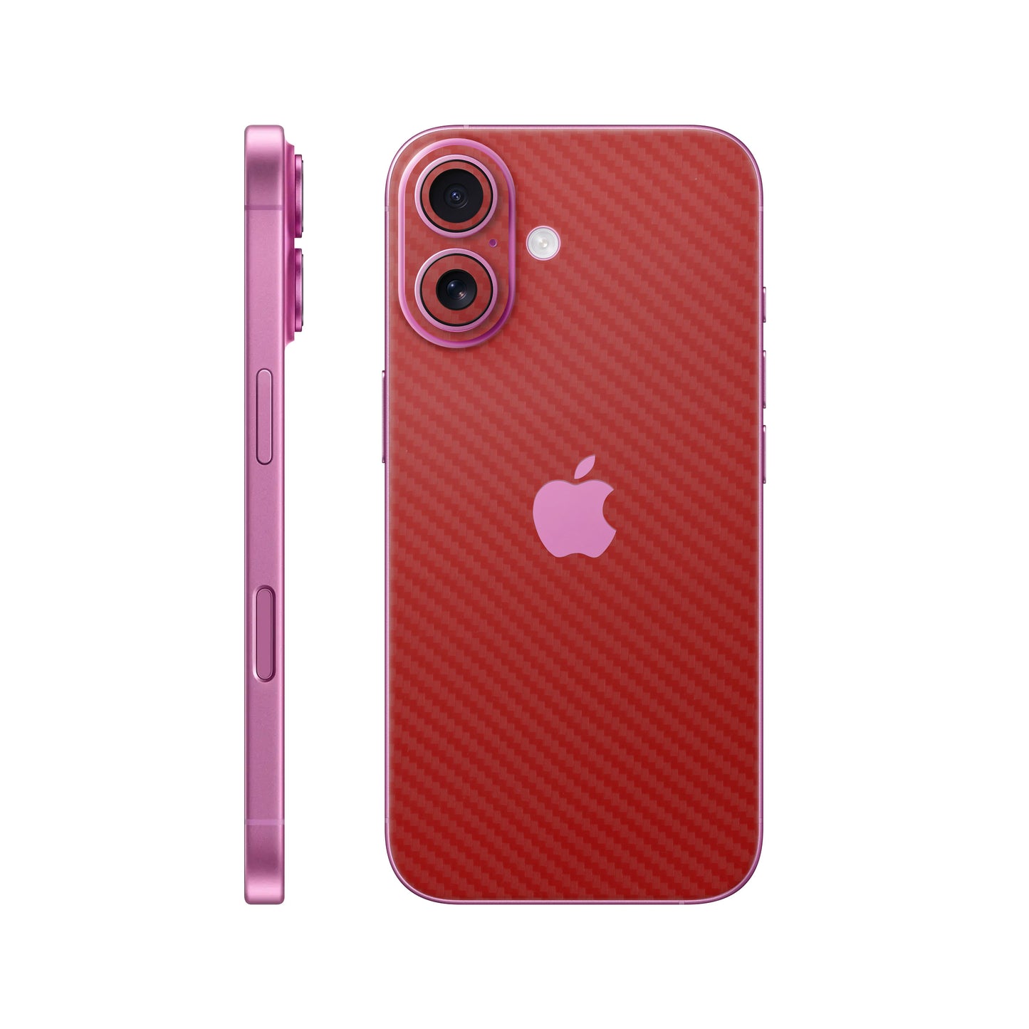 Folie de protectie iPhone 16, eSkins Elegans, Skin Carbon Rosu